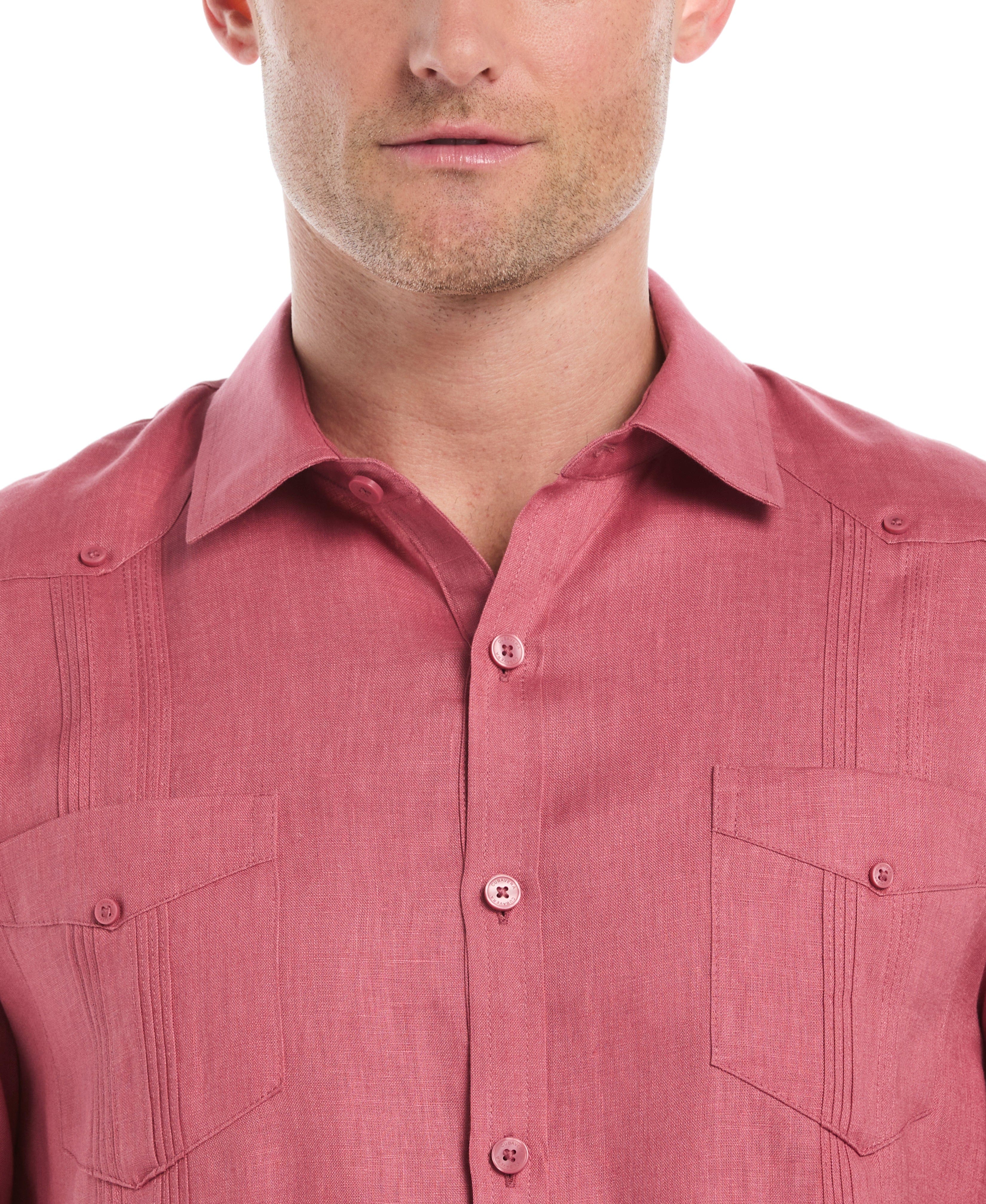 100% Linen Classic Guayabera Shirt - Long Sleeve