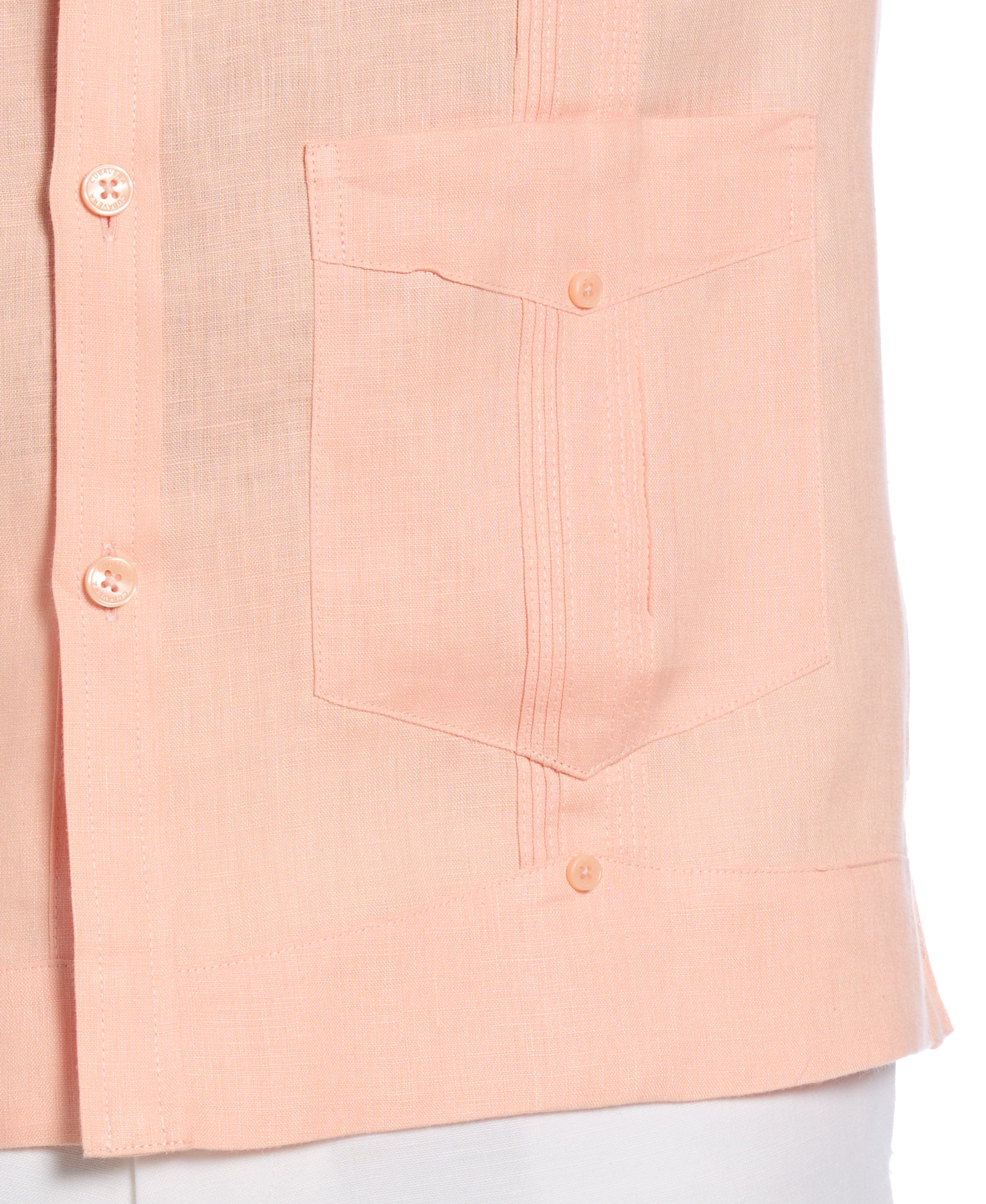 100% Linen Classic Guayabera Shirt - Long Sleeve