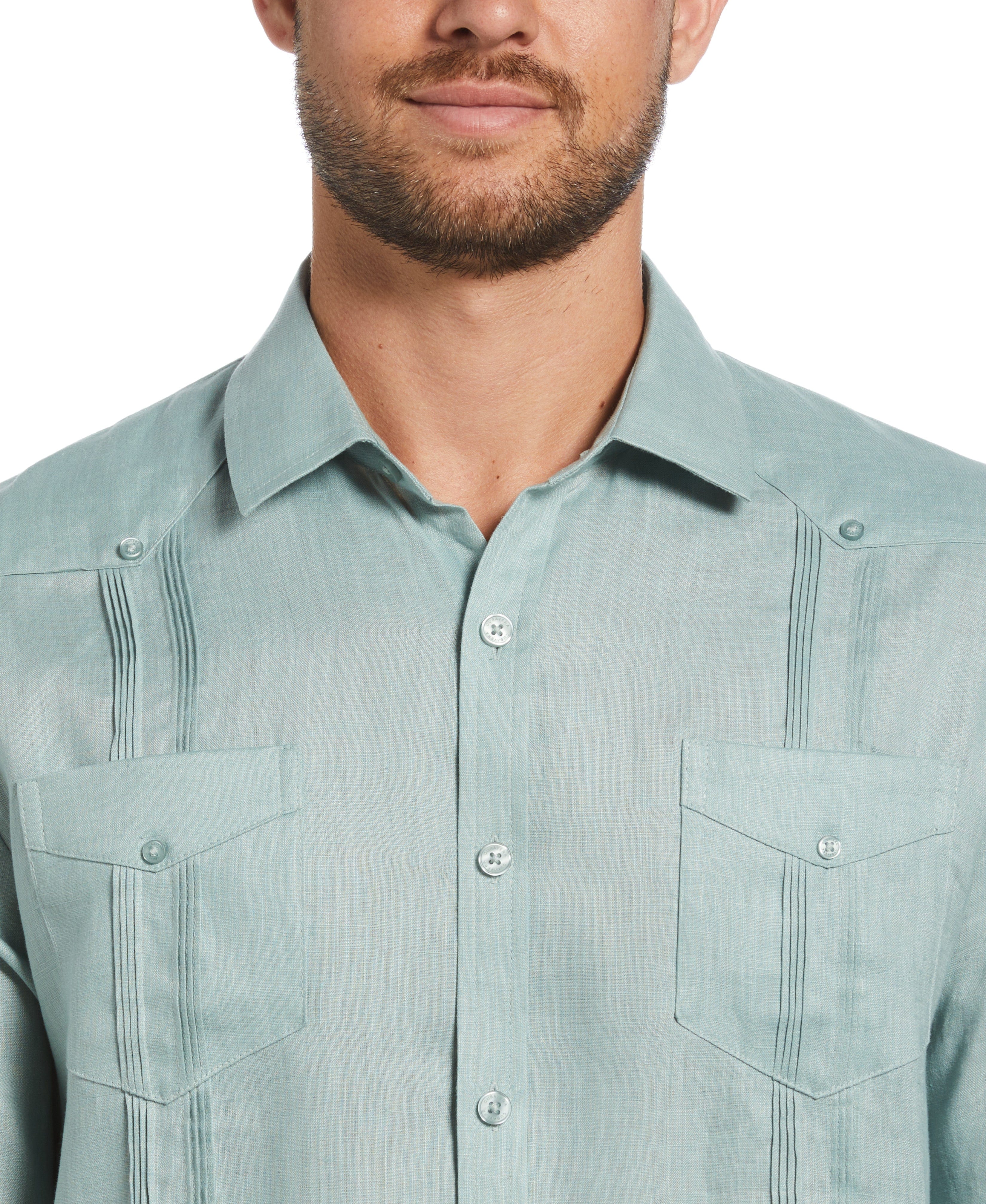 100% Linen Classic Guayabera Shirt - Long Sleeve