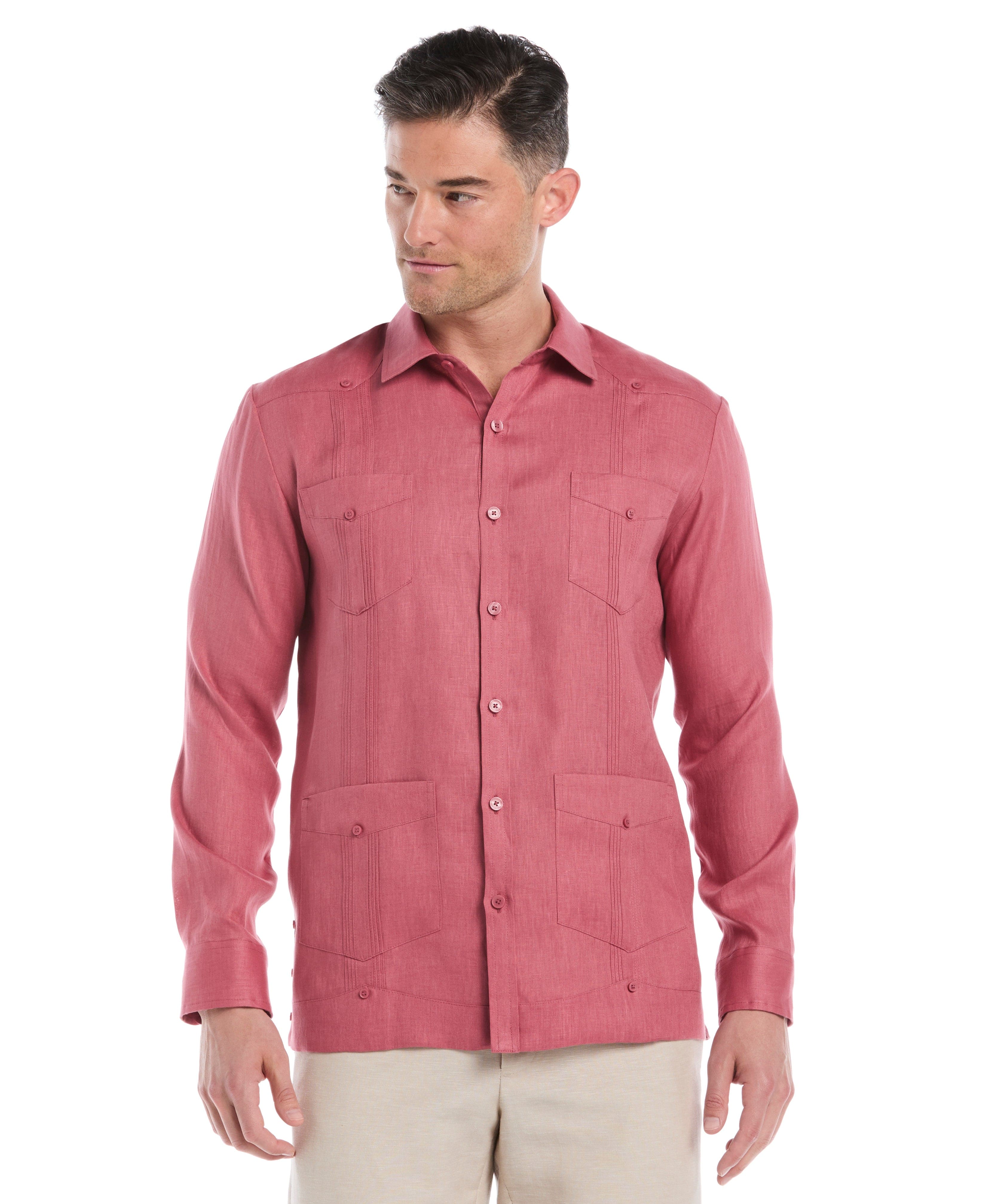 100% Linen Classic Guayabera Shirt - Long Sleeve