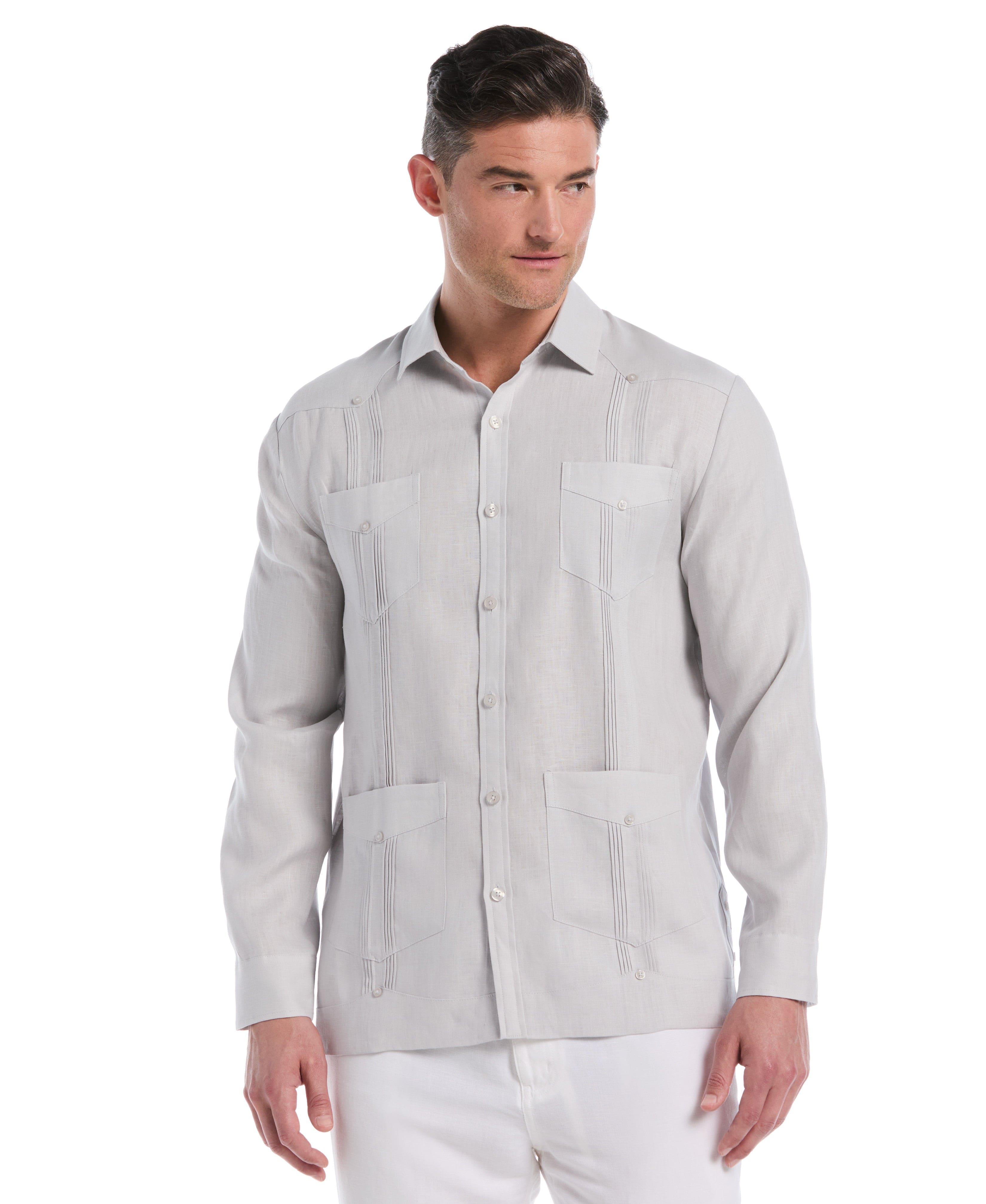 100% Linen Classic Guayabera Shirt - Long Sleeve