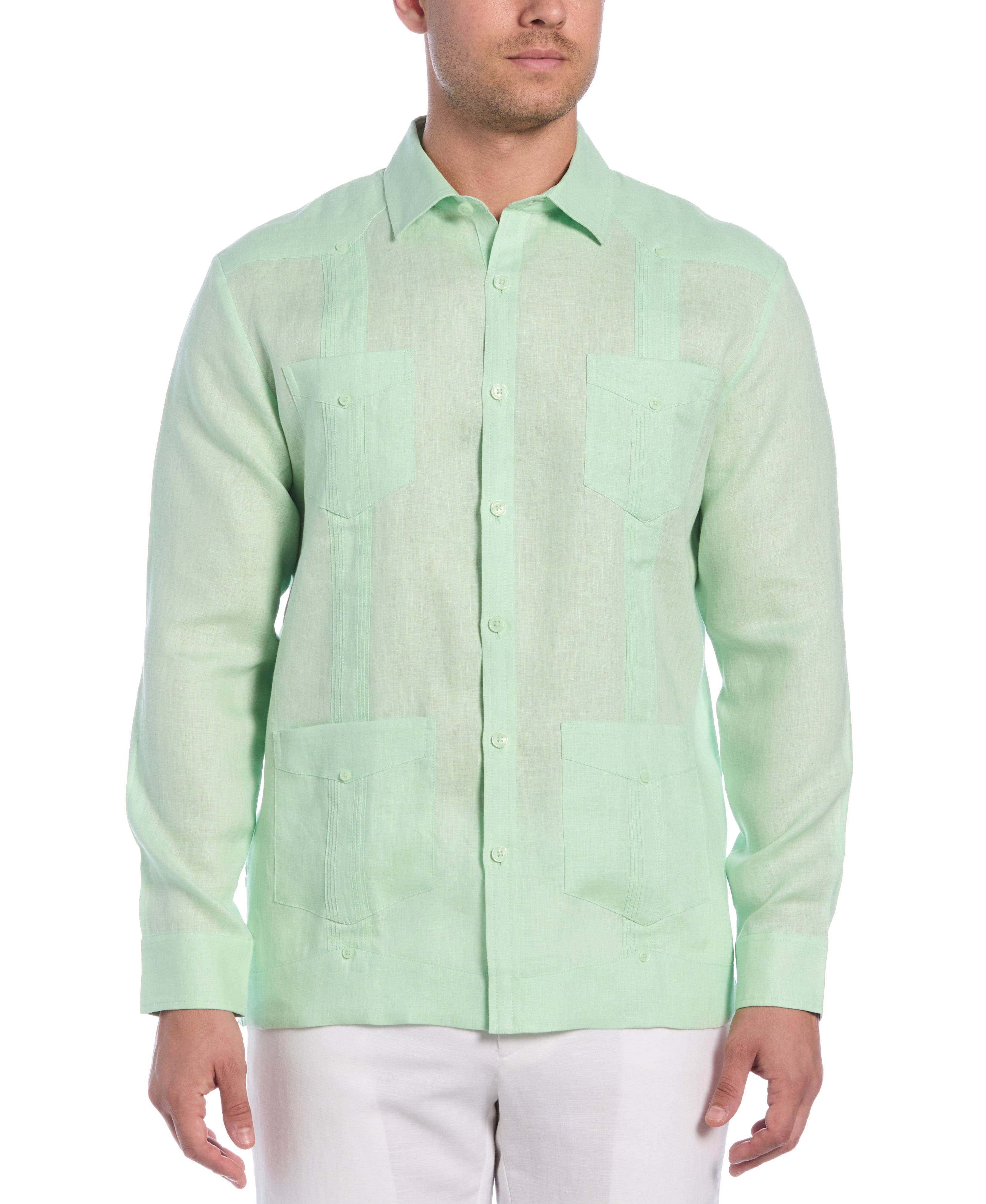 100% Linen Classic Guayabera Shirt - Long Sleeve