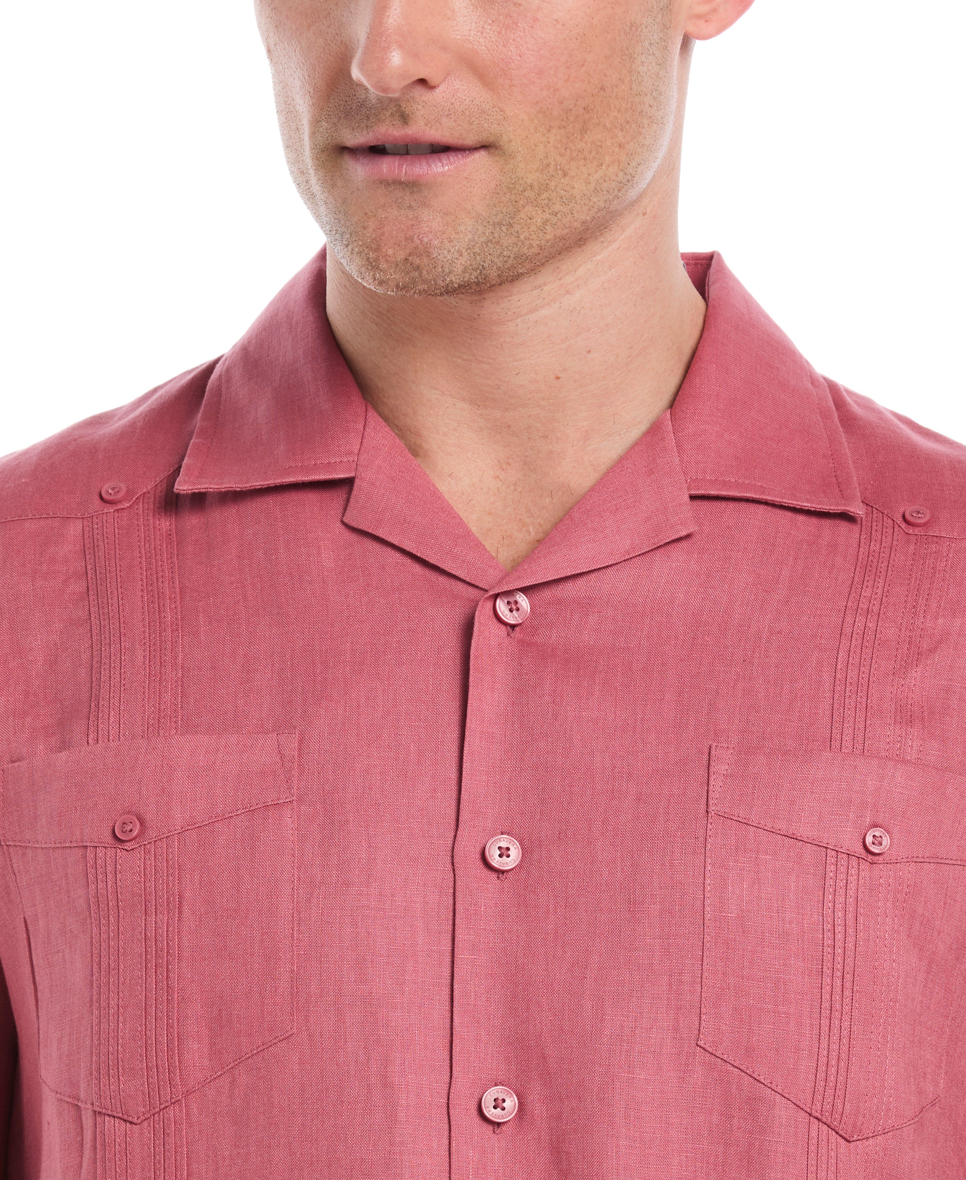 100% Linen Classic Guayabera Shirt - Short Sleeve