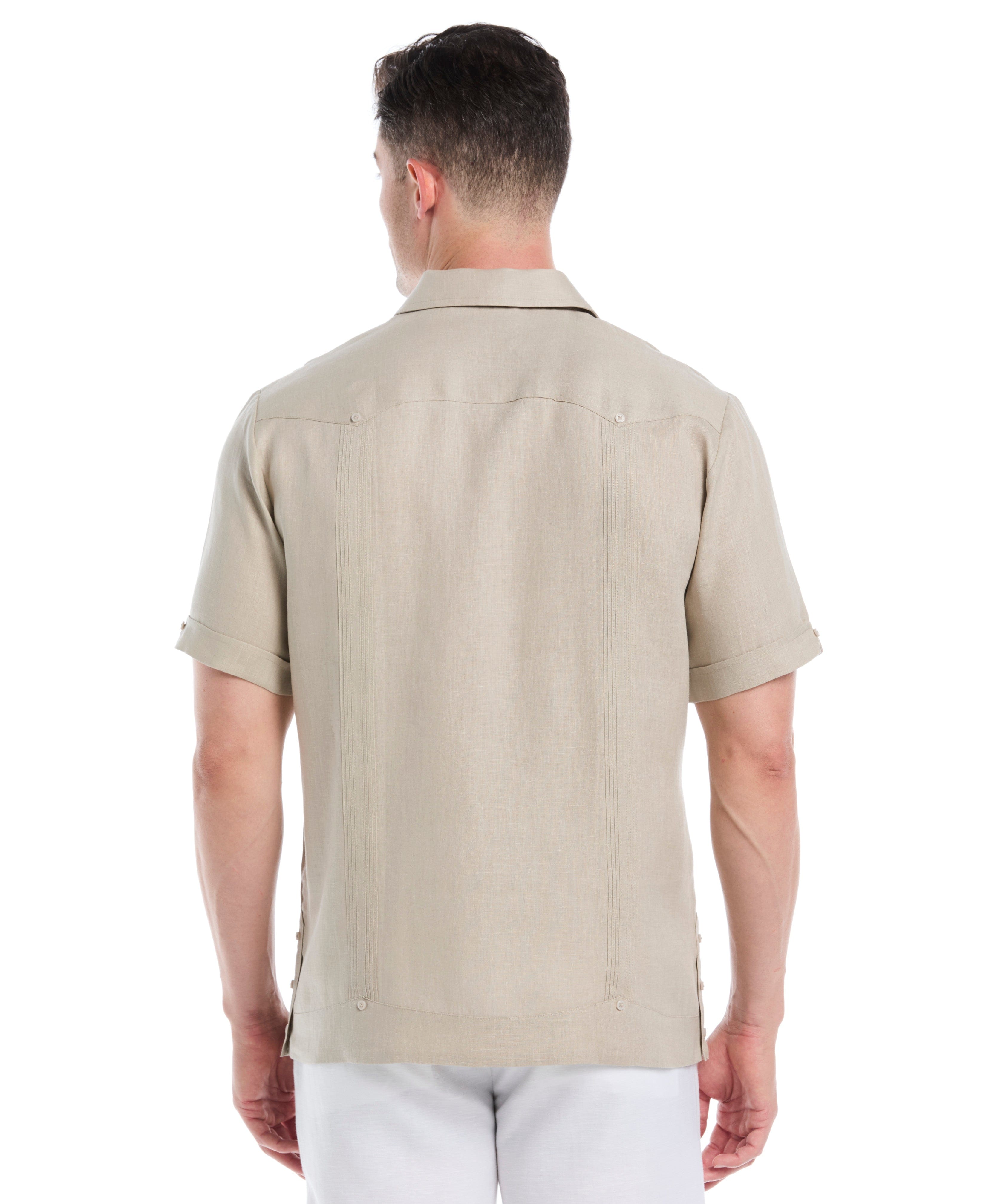 Big & Tall 100% Linen Classic Guayabera Shirt - Short Sleeve