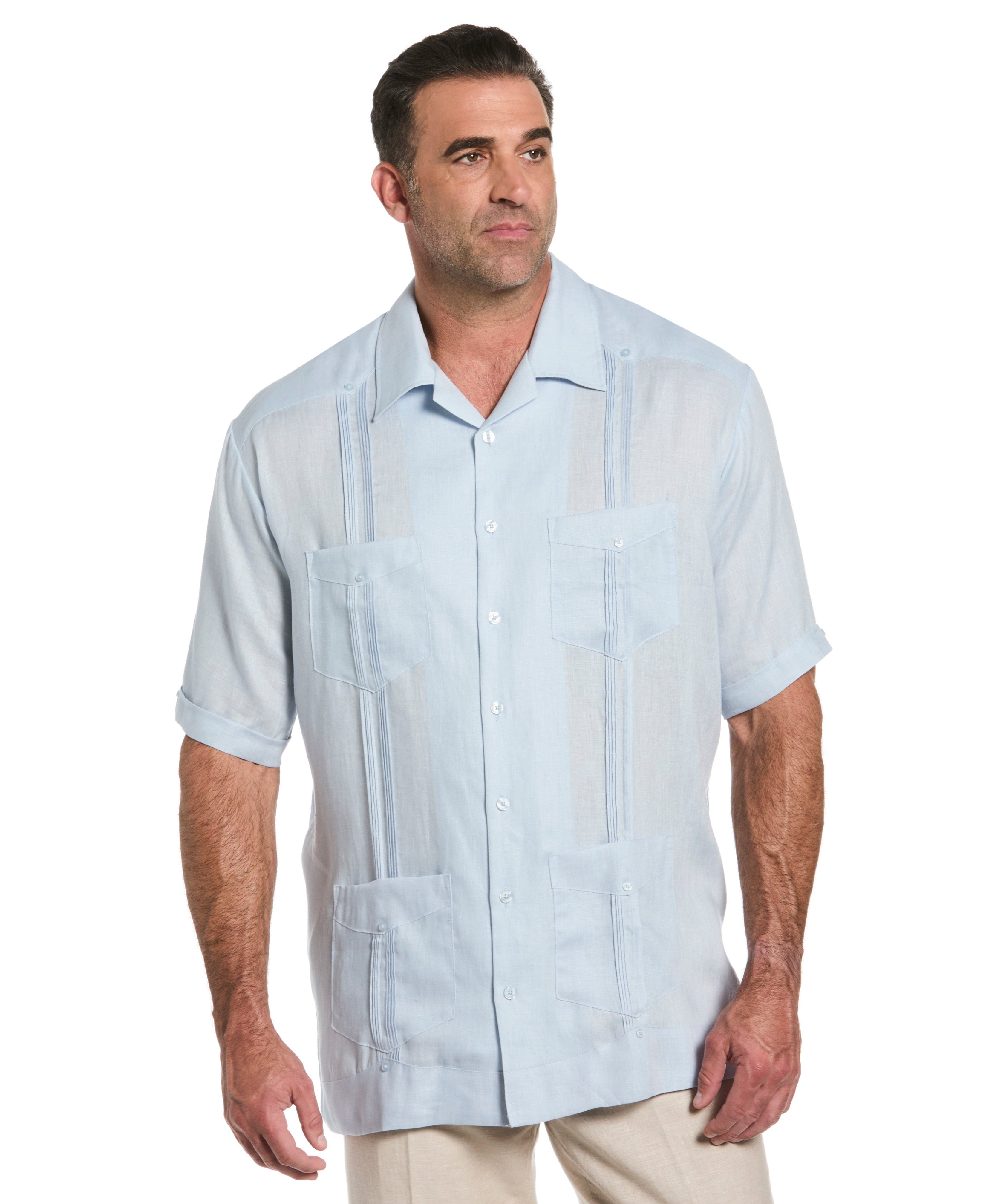 Big & Tall 100% Linen Classic Guayabera Shirt - Short Sleeve