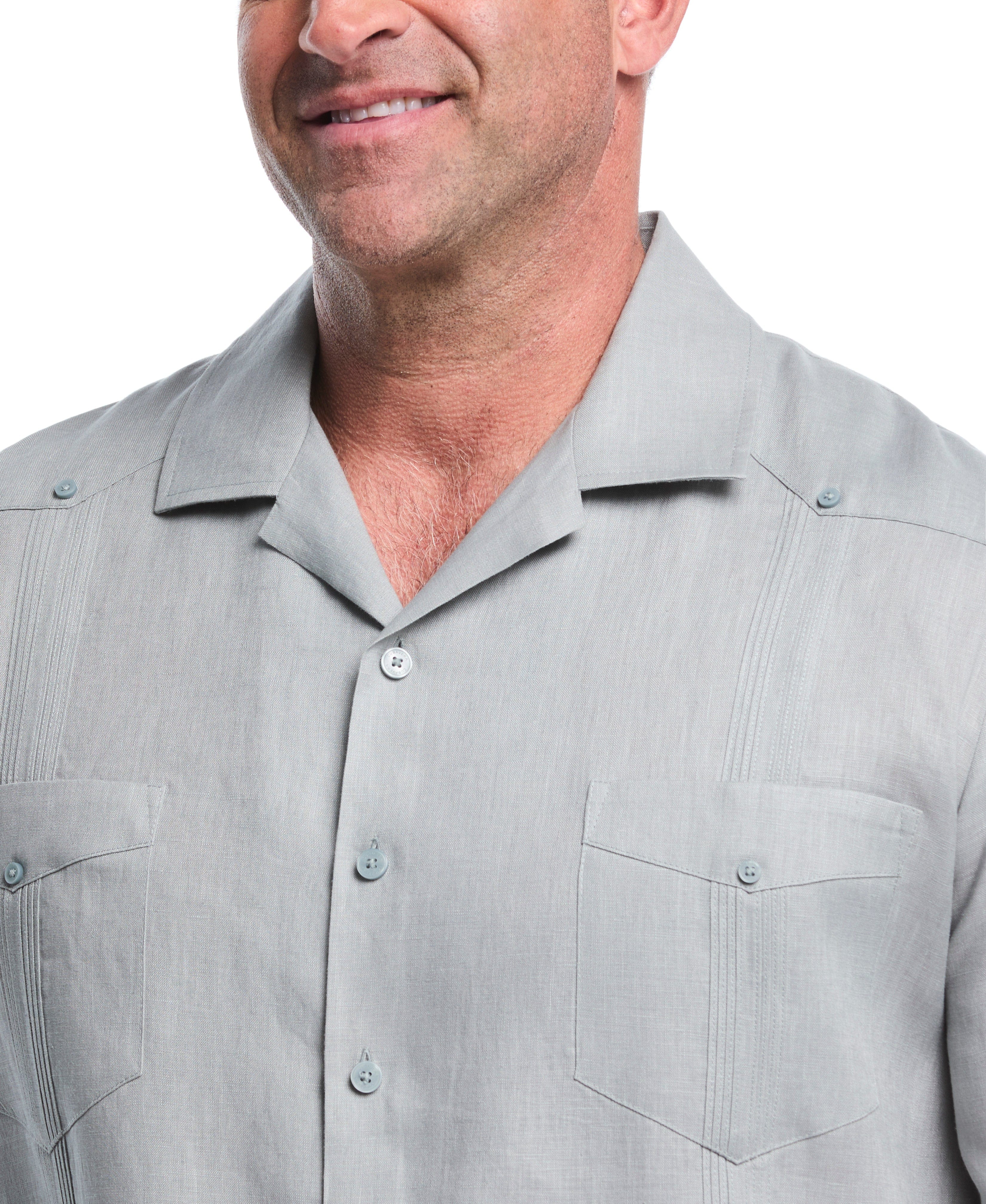 Big & Tall 100% Linen Classic Guayabera Shirt - Short Sleeve