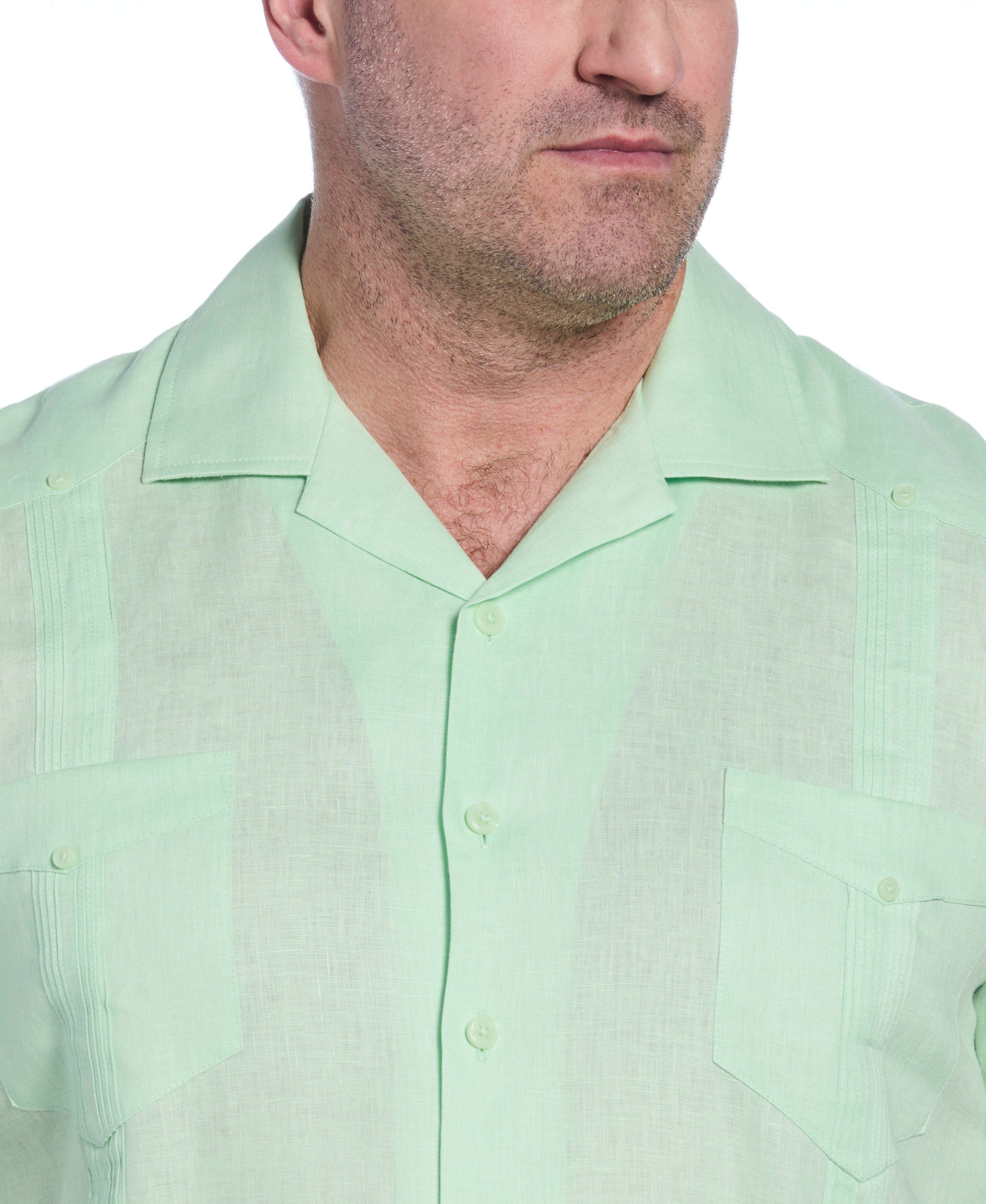 Big & Tall 100% Linen Classic Guayabera Shirt - Short Sleeve
