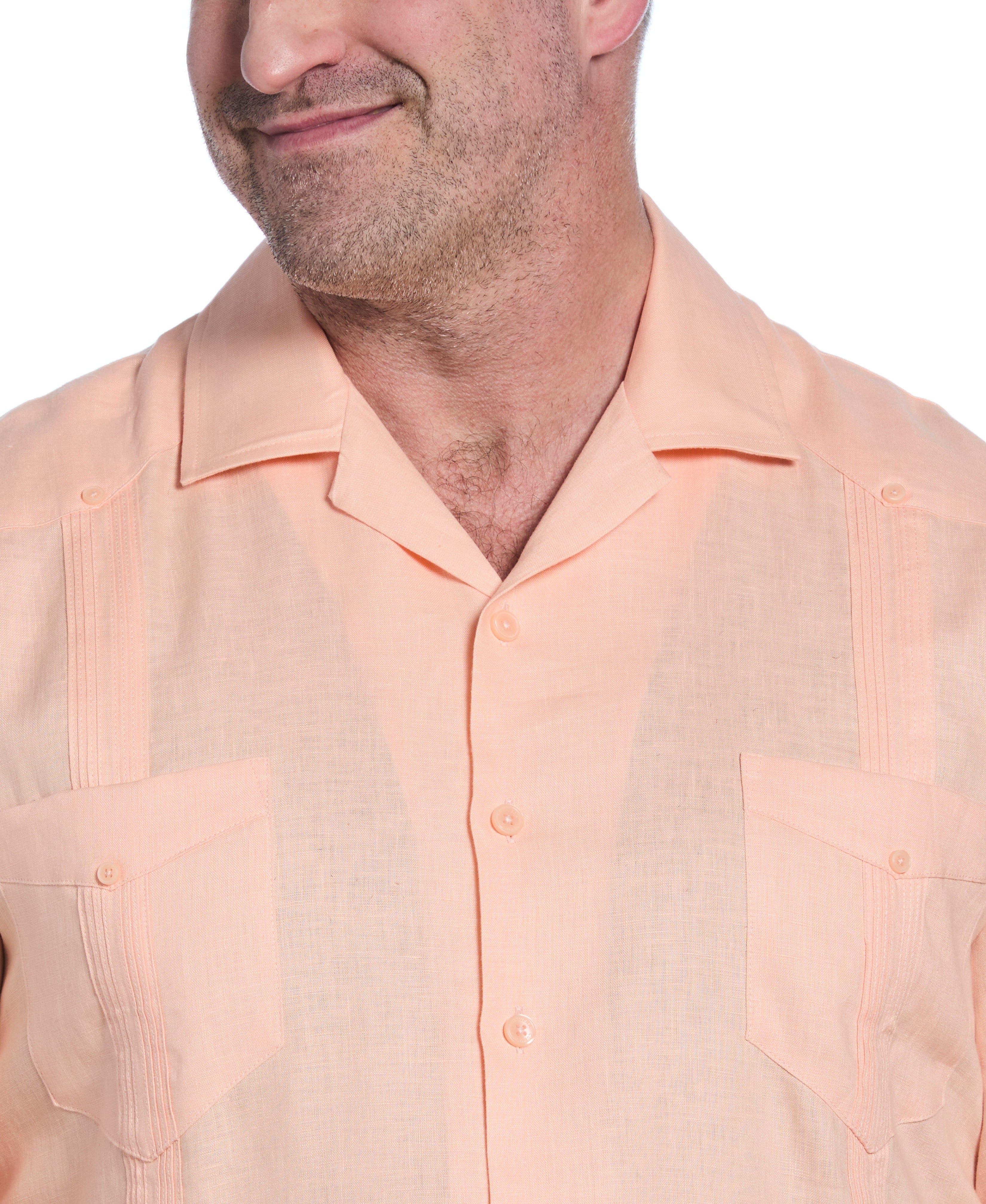 Big & Tall 100% Linen Classic Guayabera Shirt - Short Sleeve