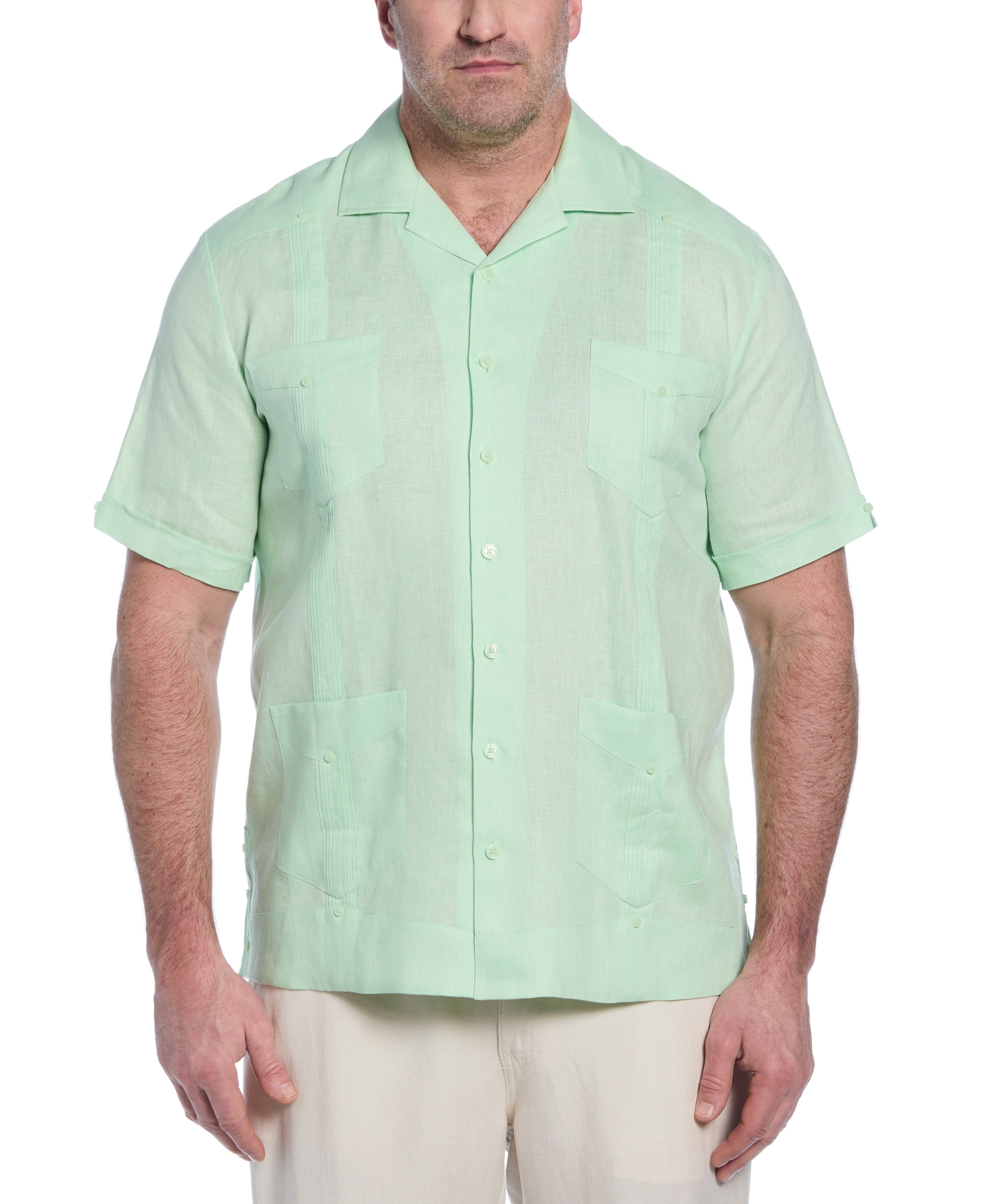 Big & Tall 100% Linen Classic Guayabera Shirt - Short Sleeve