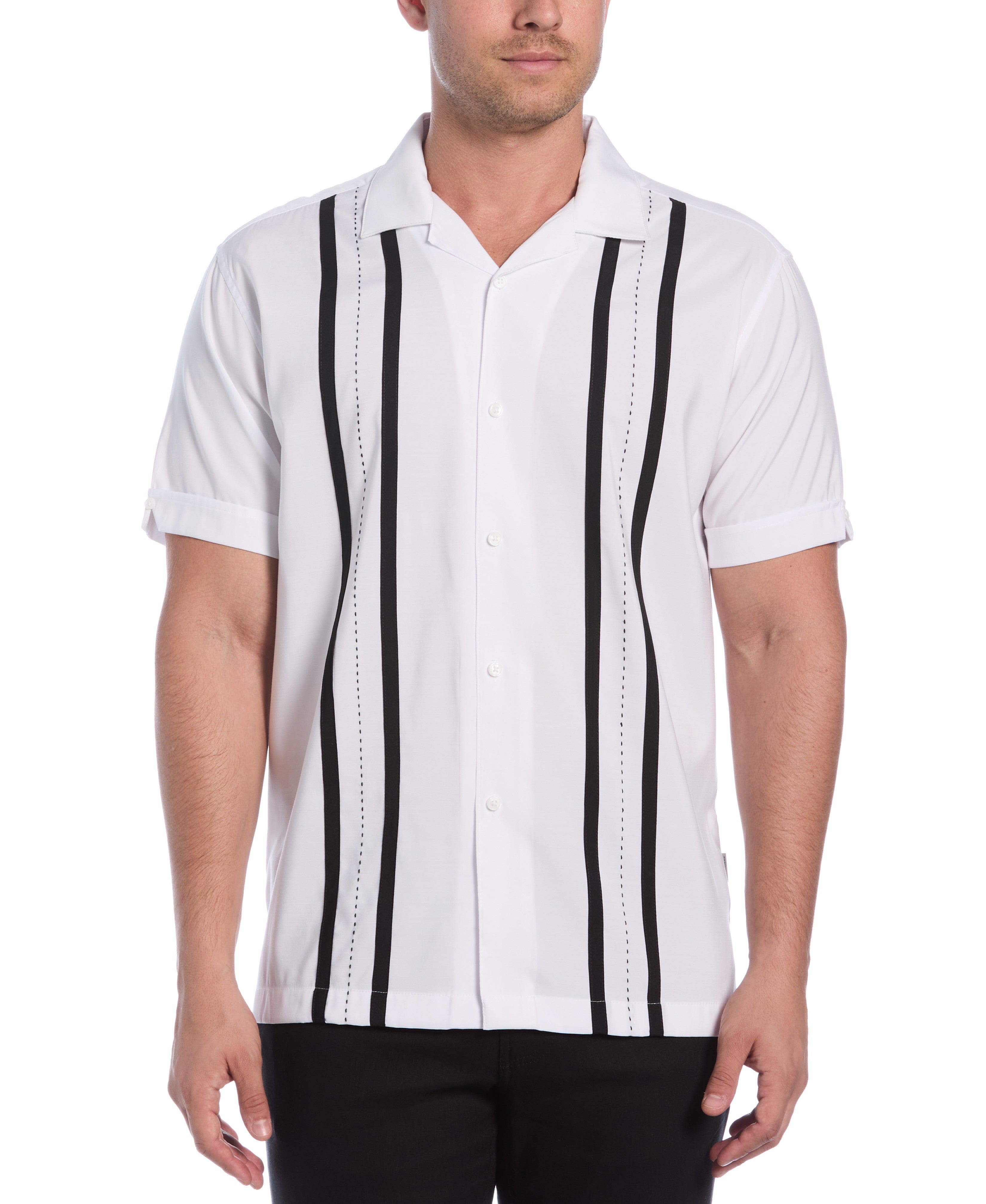 Contrast Panel Camp Collar Shirt