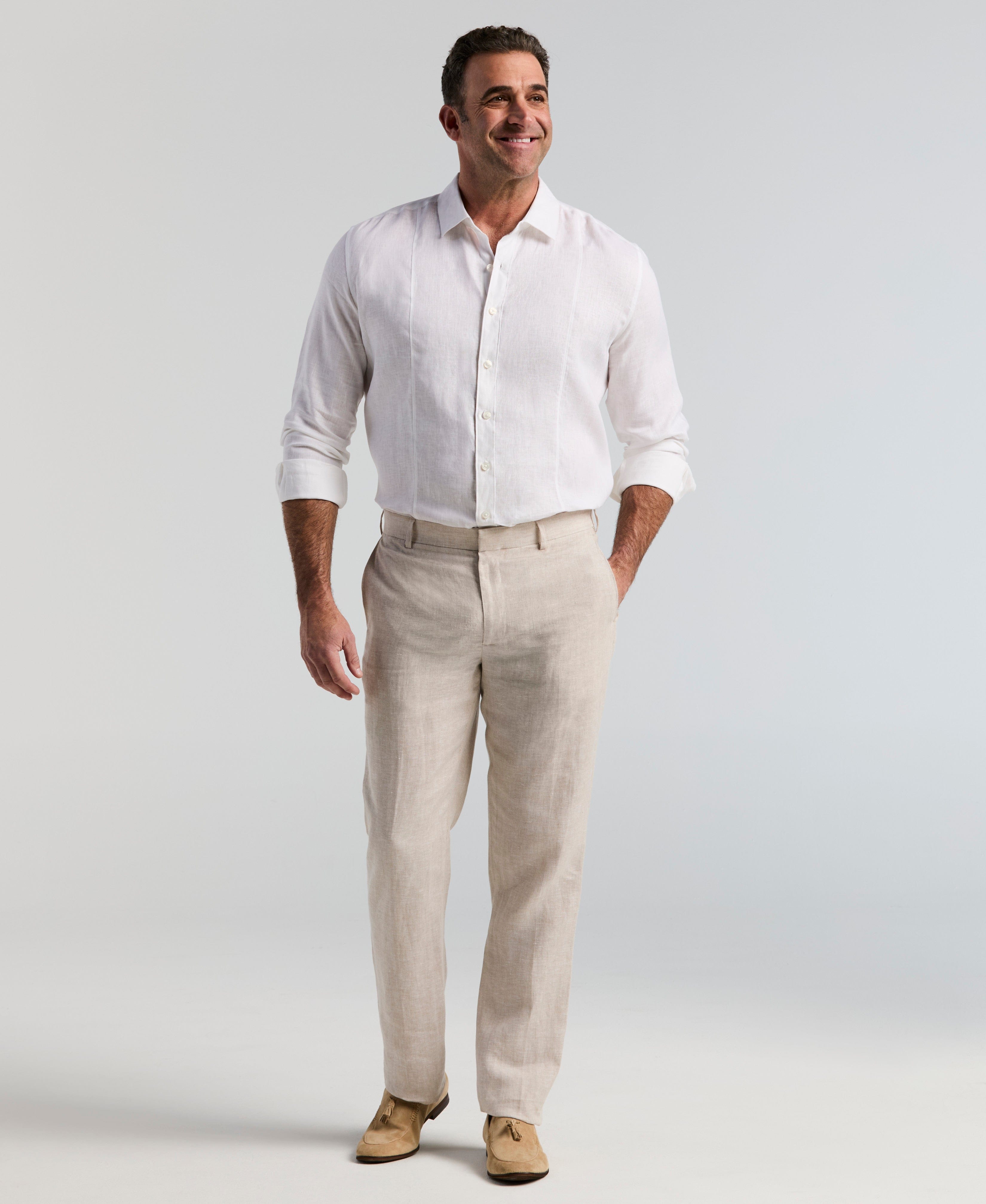 Big & Tall Delave Linen Flat Front Pant
