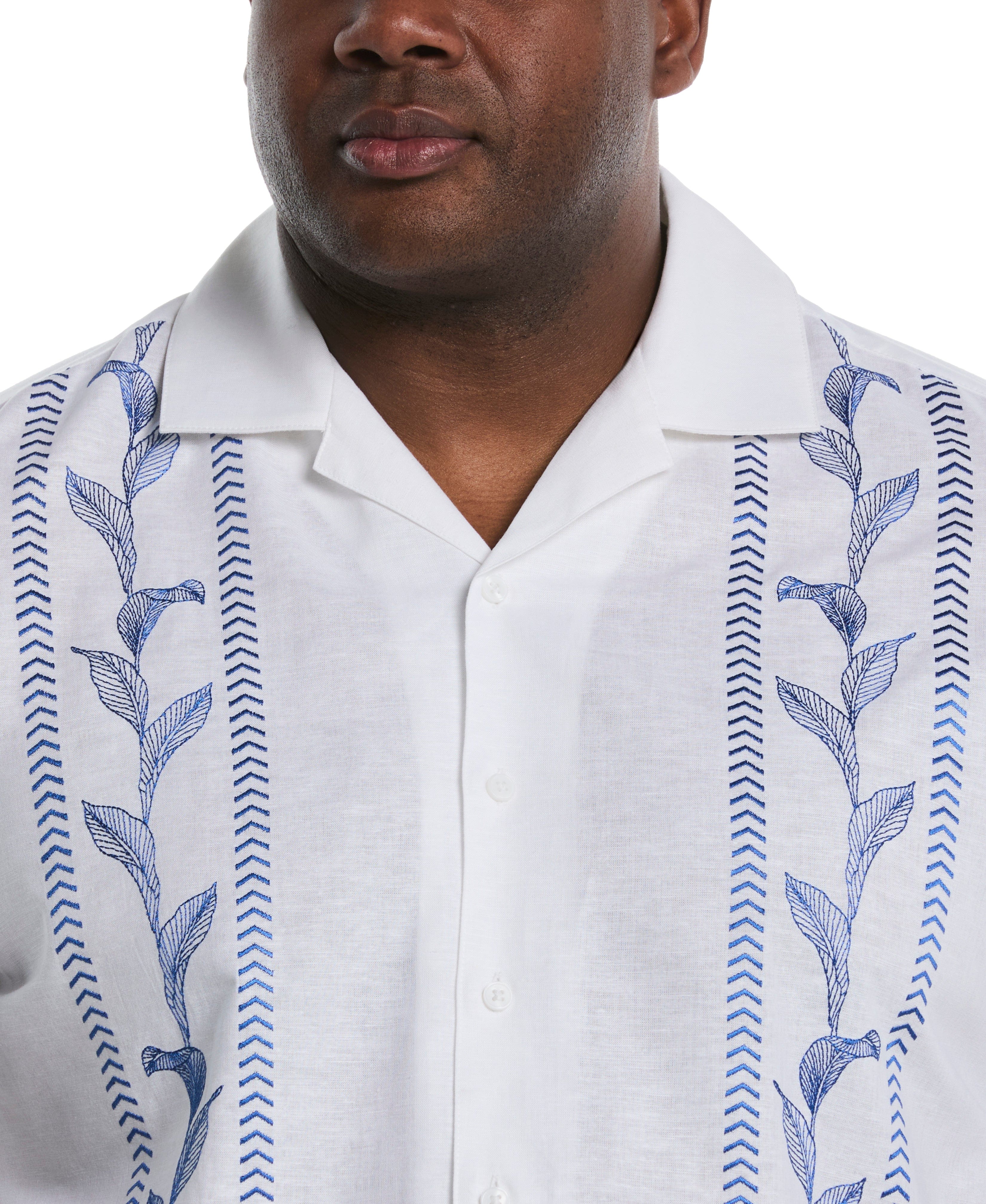 Big & Tall Embroidery Leaf Panel Shirt