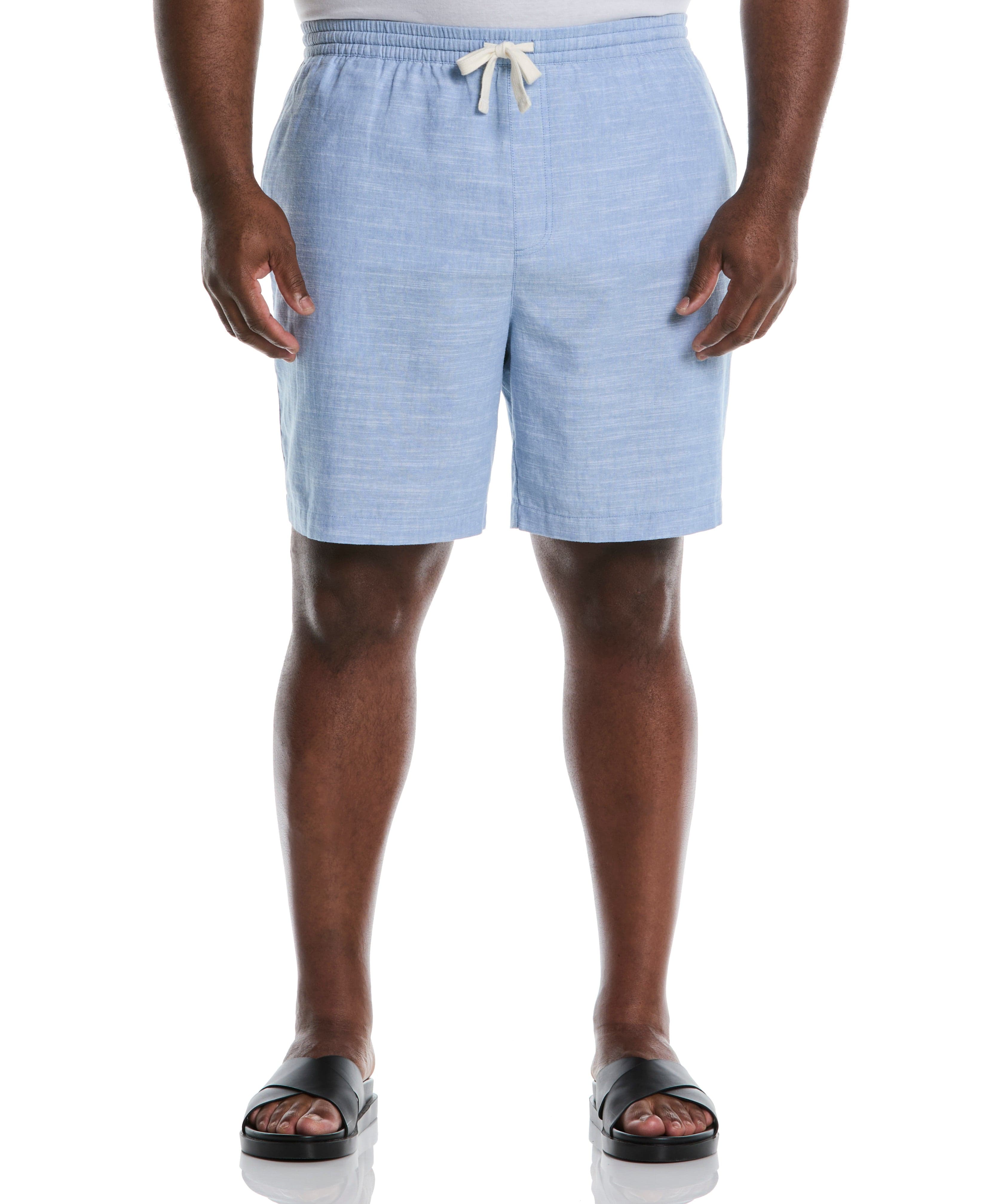 Big & Tall Linen Blend 7 1/2" Cross Dyed Slub Short