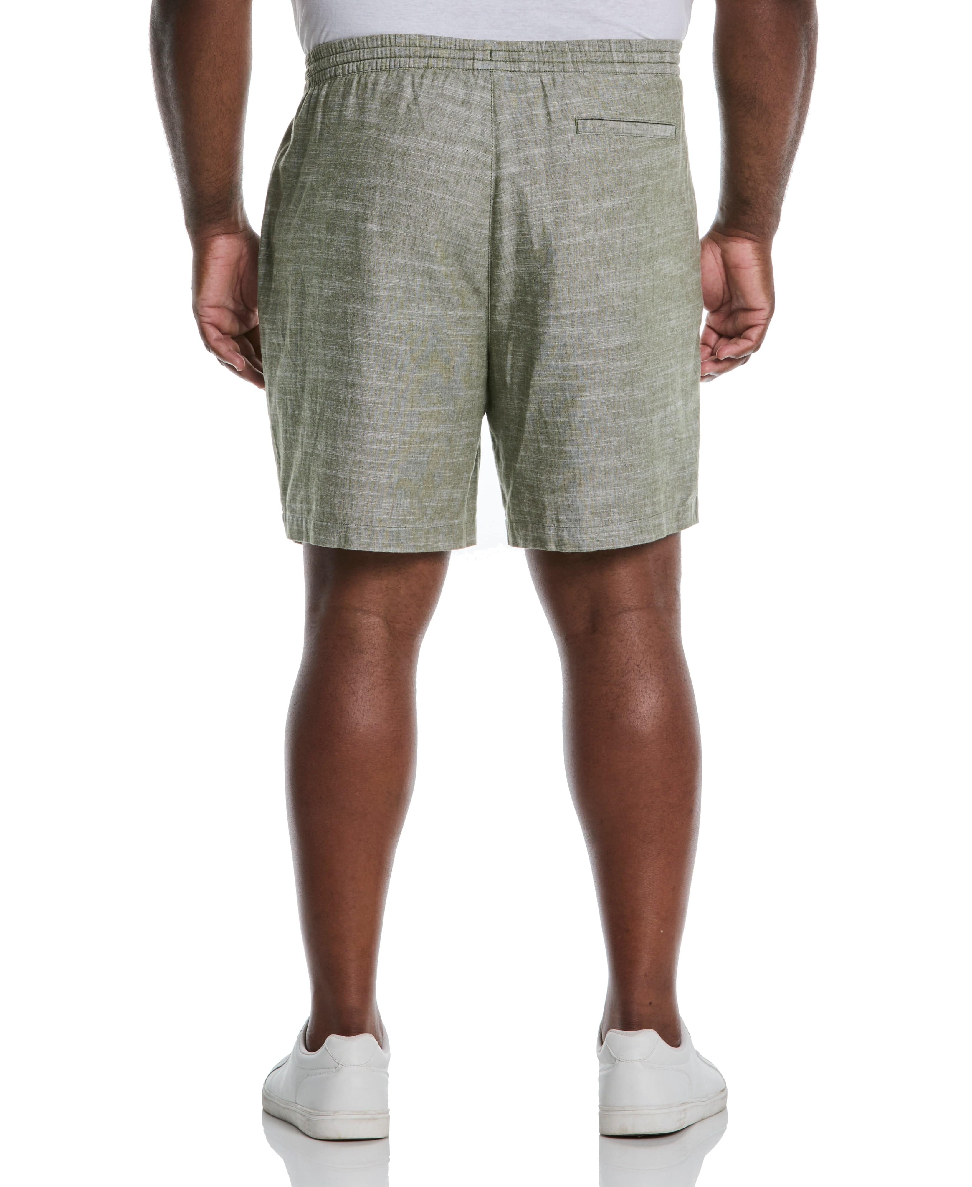 Big & Tall Linen Blend 7 1/2" Cross Dyed Slub Short
