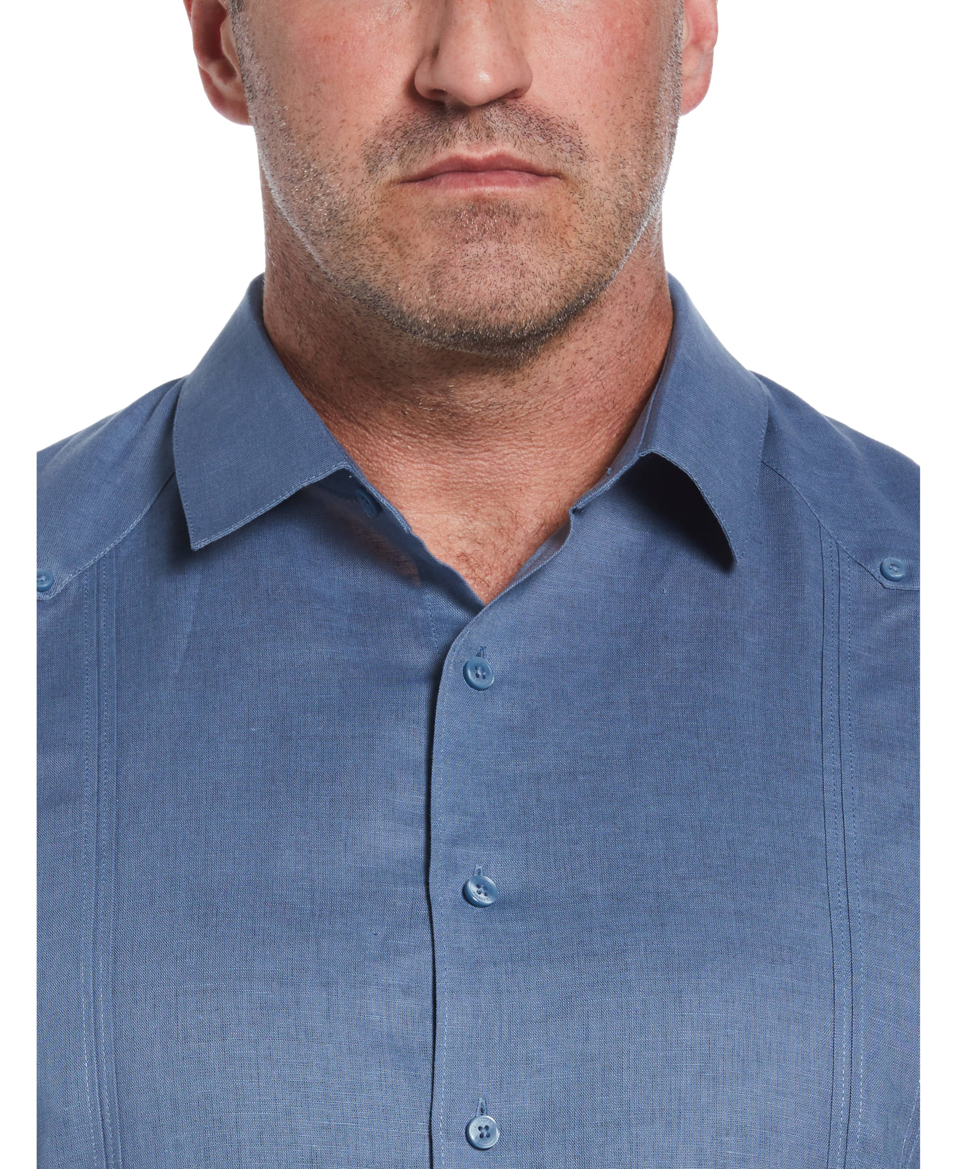 Big & Tall Linen Blend No-Pocket Guayabera Shirt