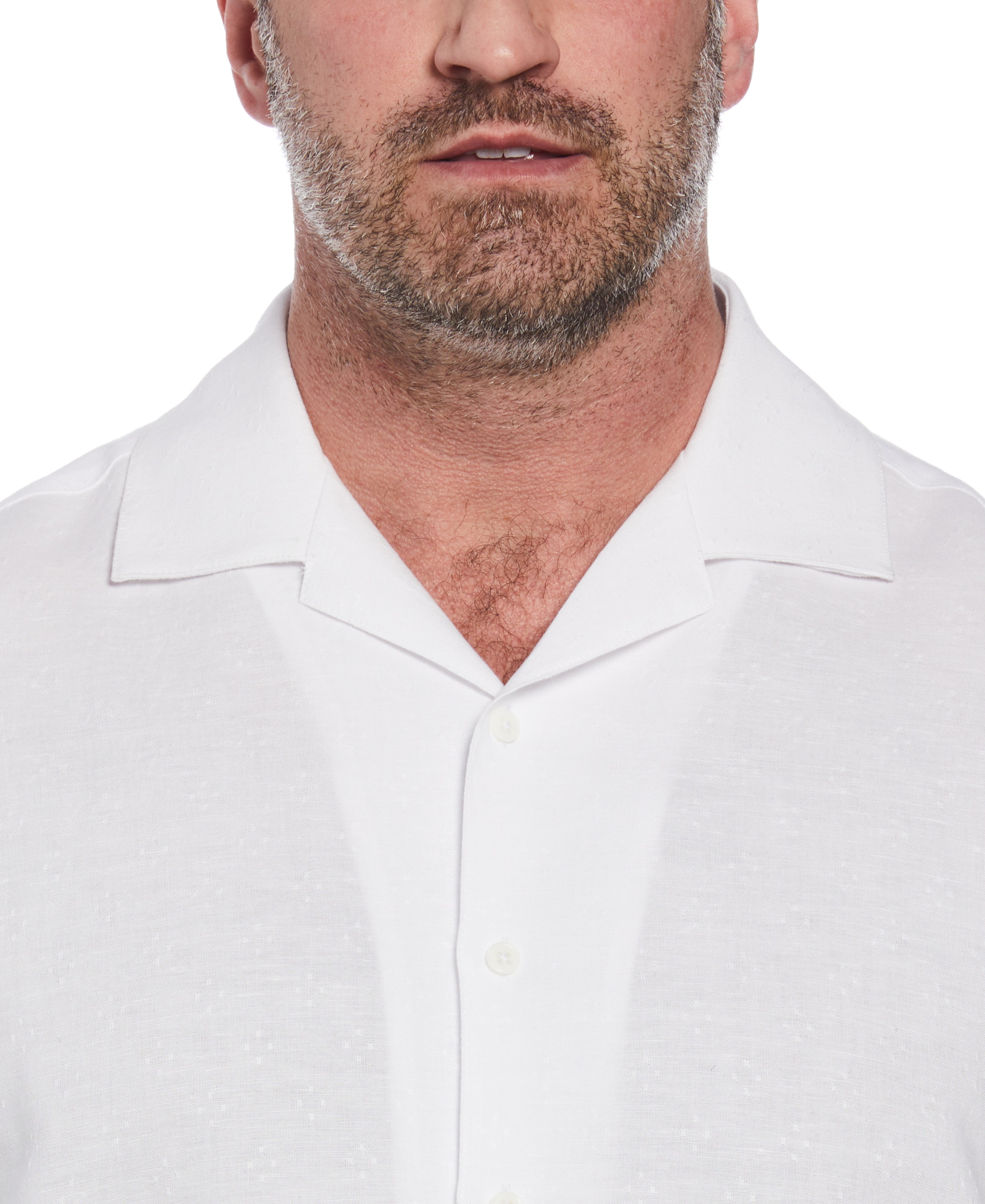 Big & Tall Linen Blend Dobby Camp Collar Shirt