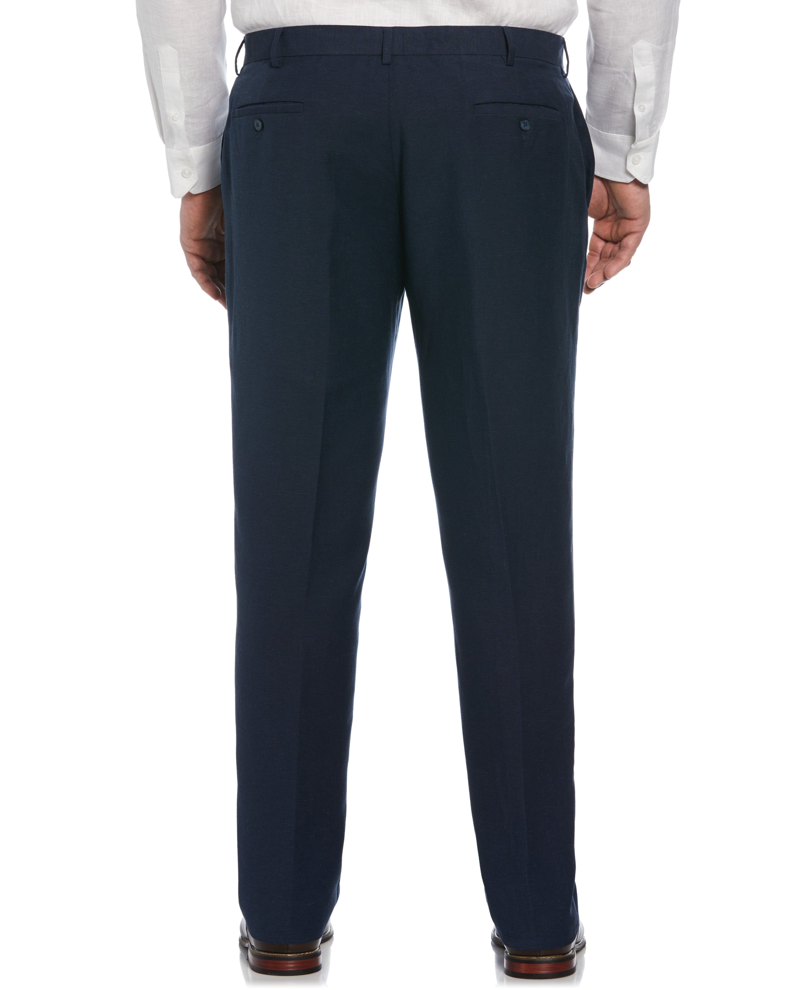 Big & Tall Linen-Blend Flat Front Pants