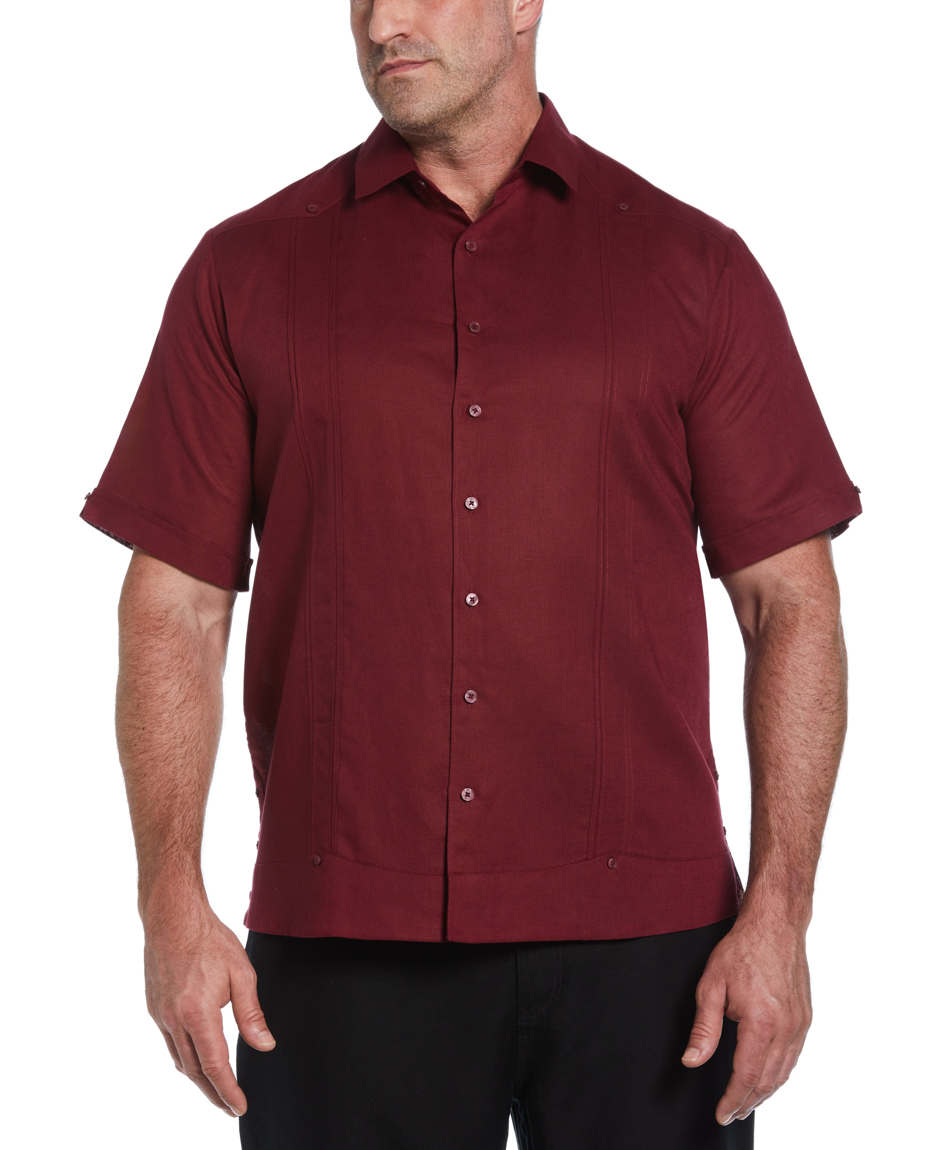 Big & Tall Linen Blend No-Pocket Guayabera Shirt