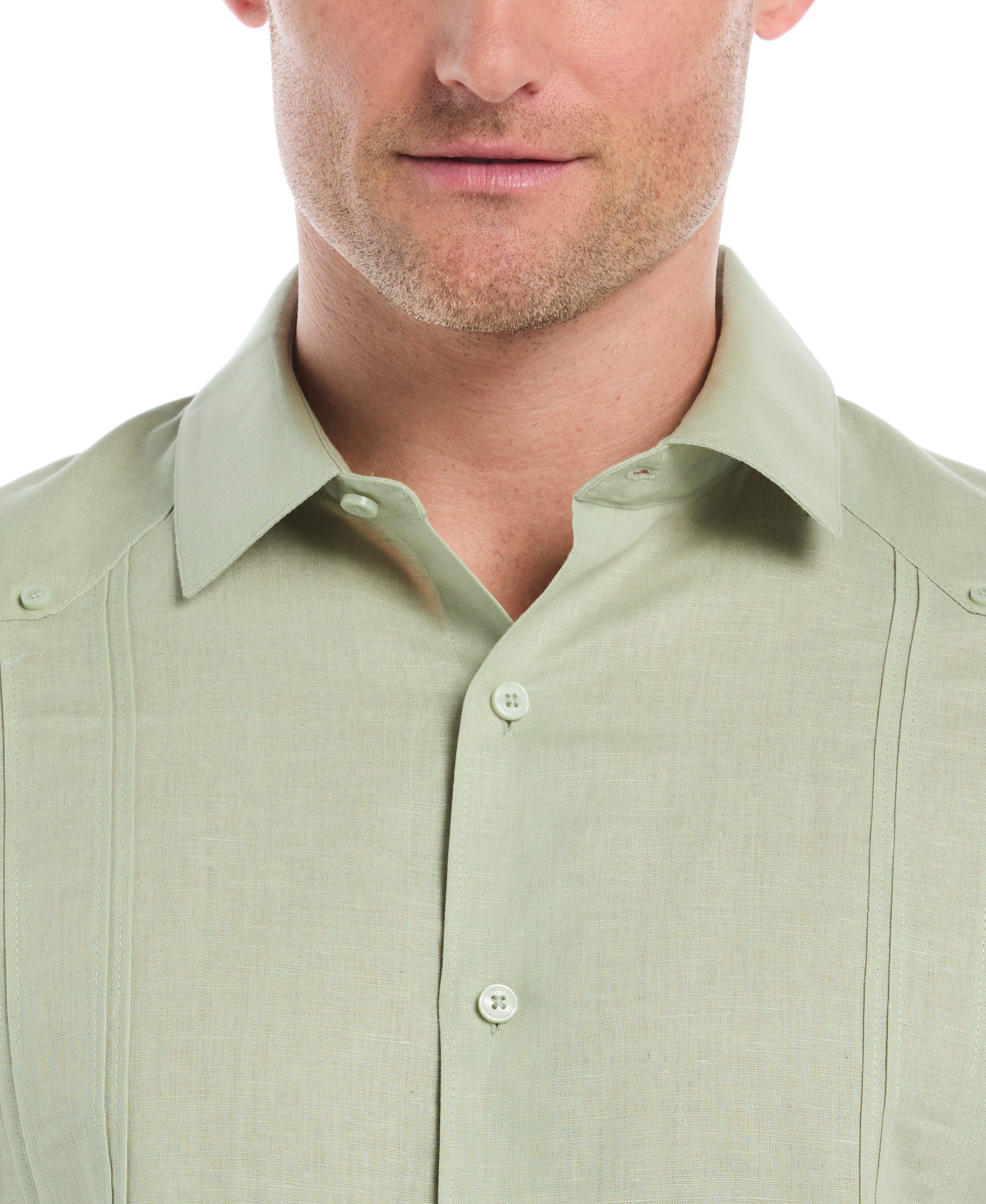 Big & Tall Linen Blend No-Pocket Guayabera Shirt