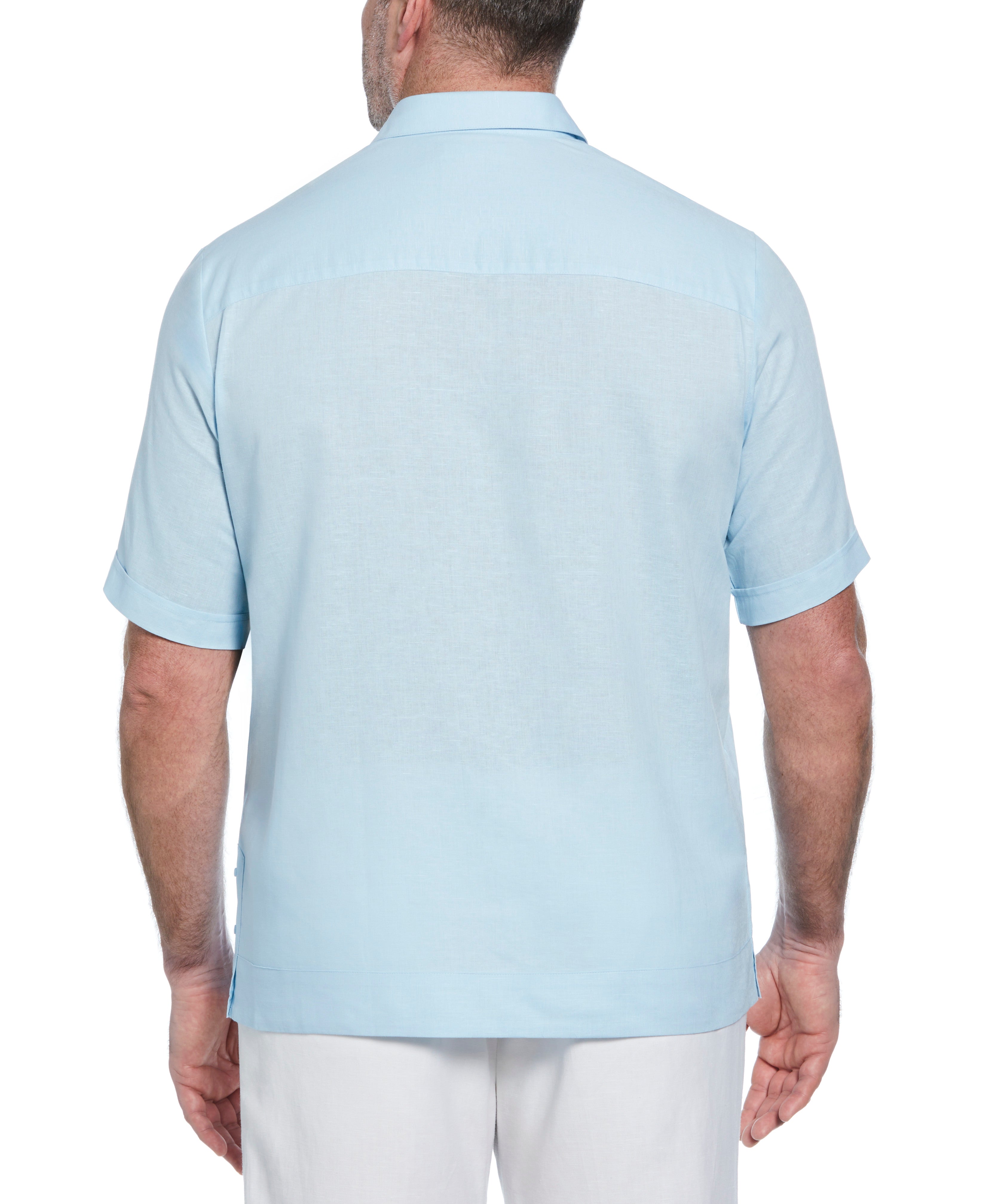 Big & Tall Linen Blend No-Pocket Guayabera Shirt