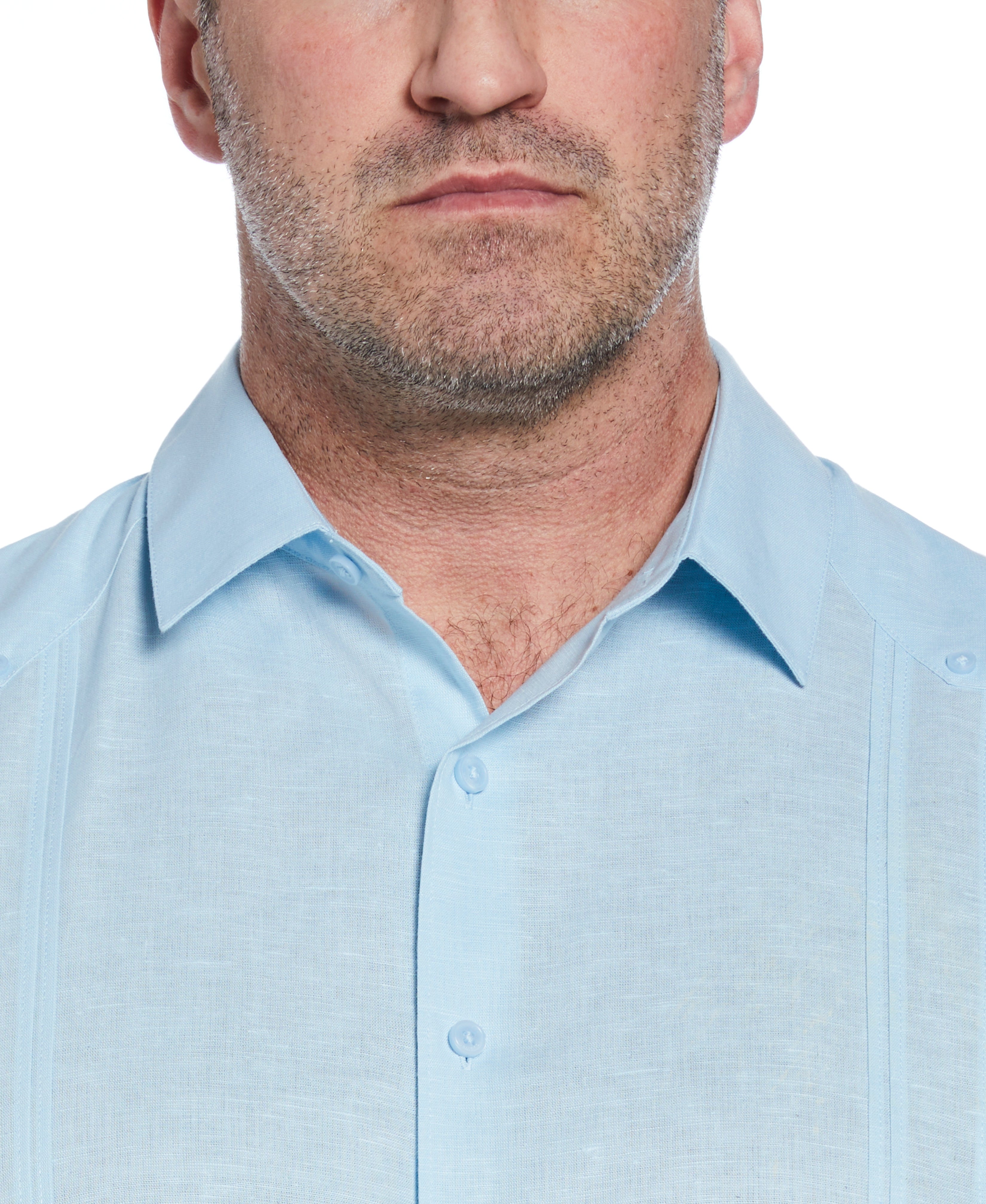 Big & Tall Linen Blend No-Pocket Guayabera Shirt