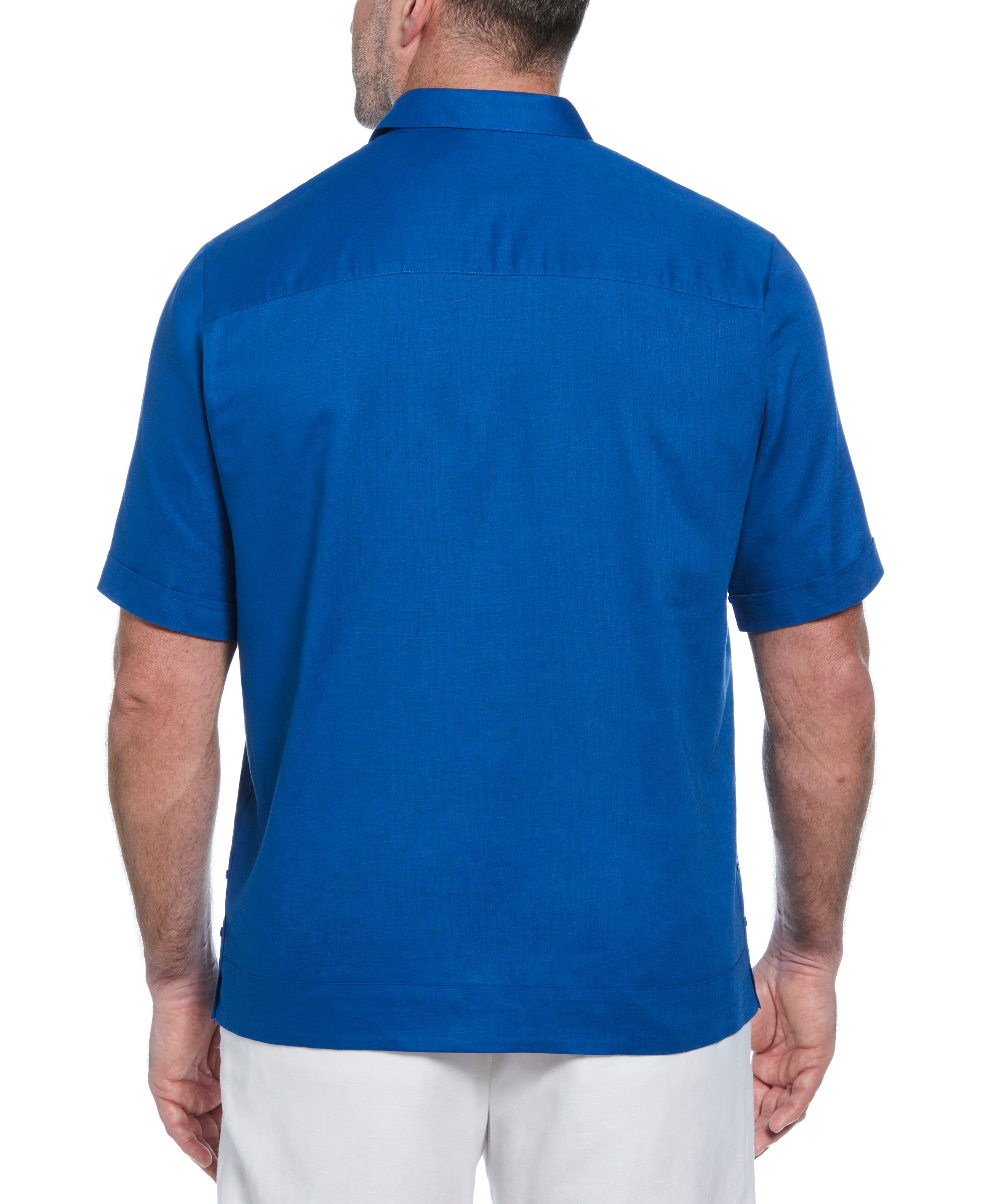 Big & Tall Linen Blend No-Pocket Guayabera Shirt