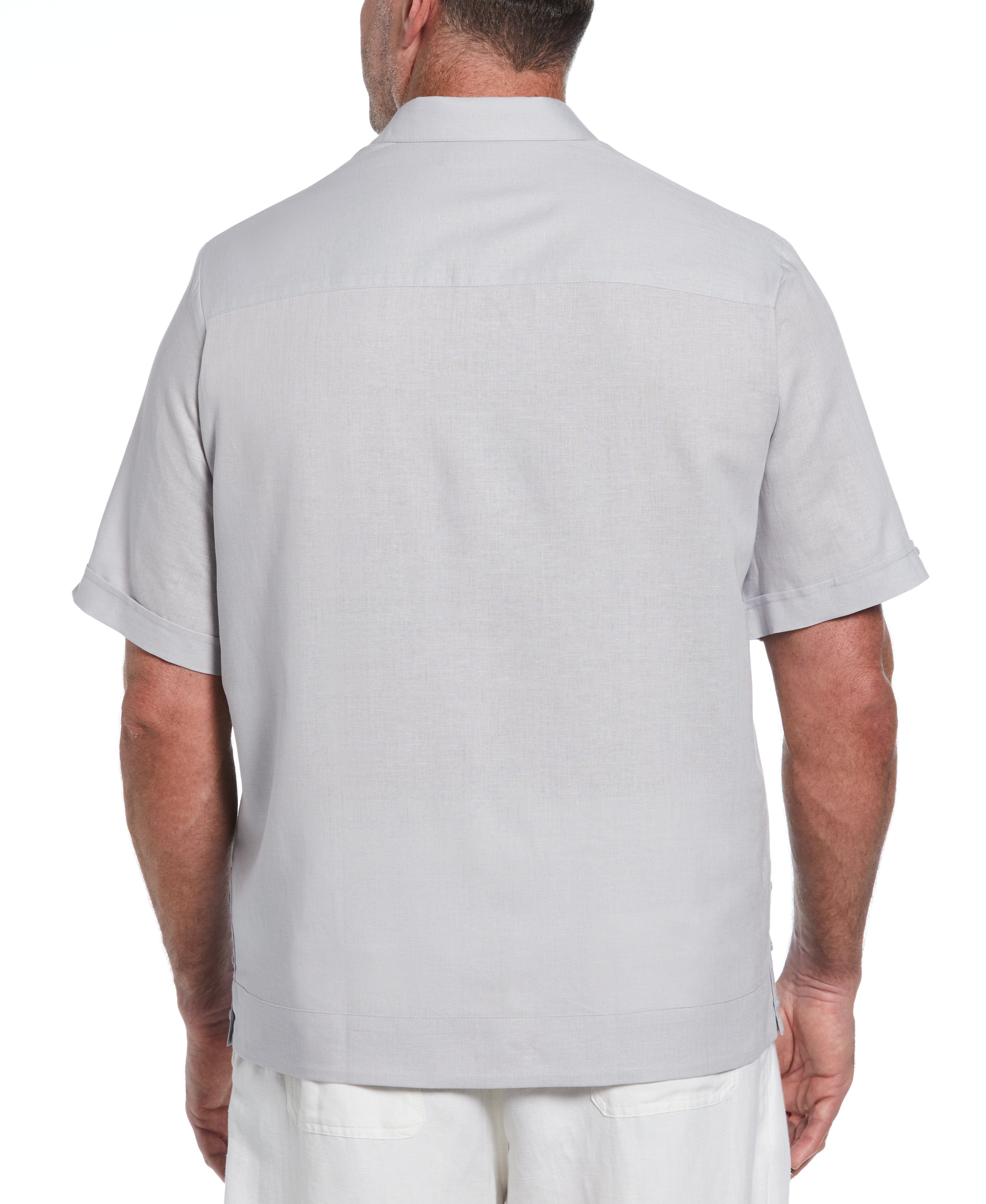 Big & Tall Linen Blend No-Pocket Guayabera Shirt