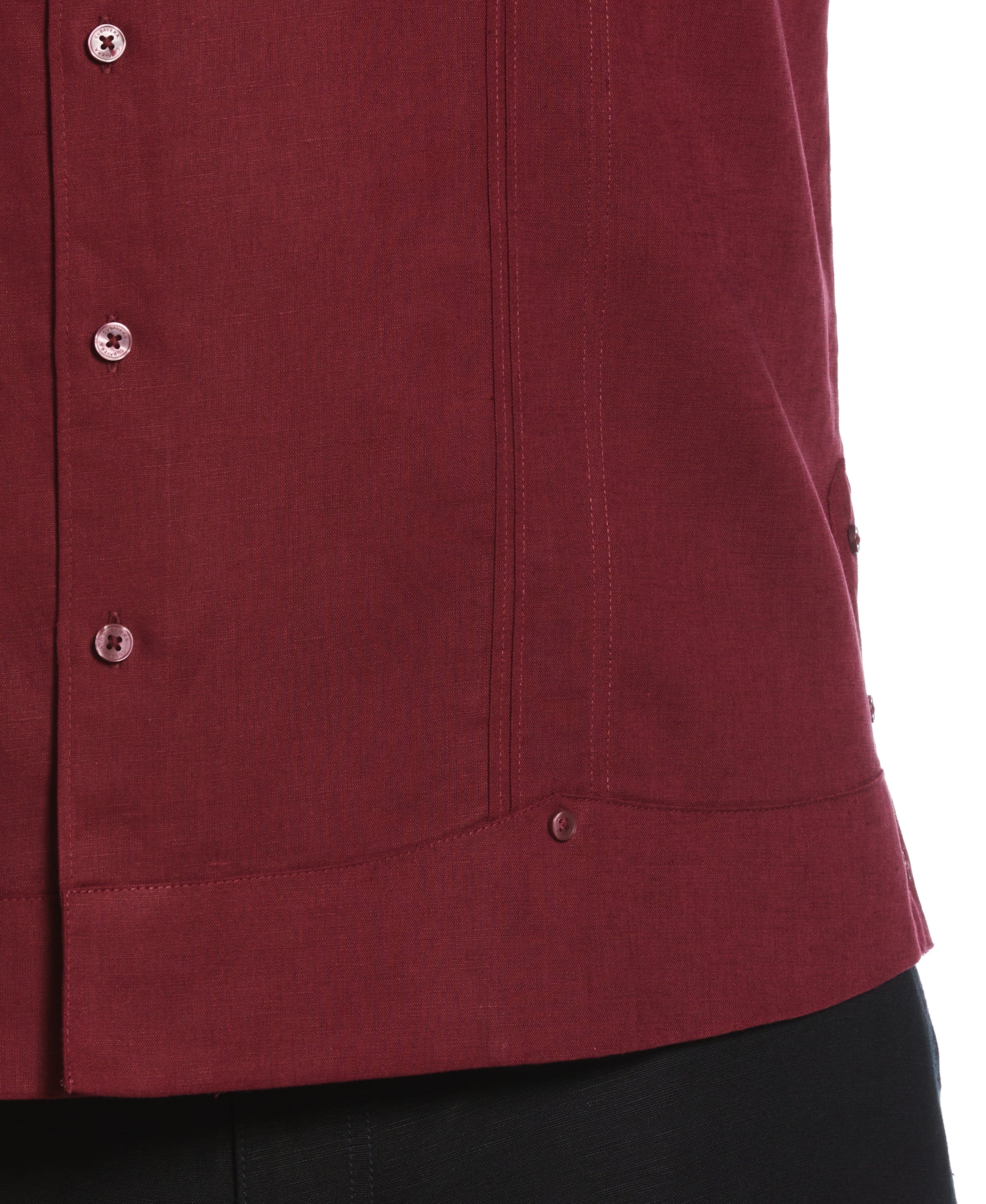 Big & Tall Linen Blend No-Pocket Guayabera Shirt