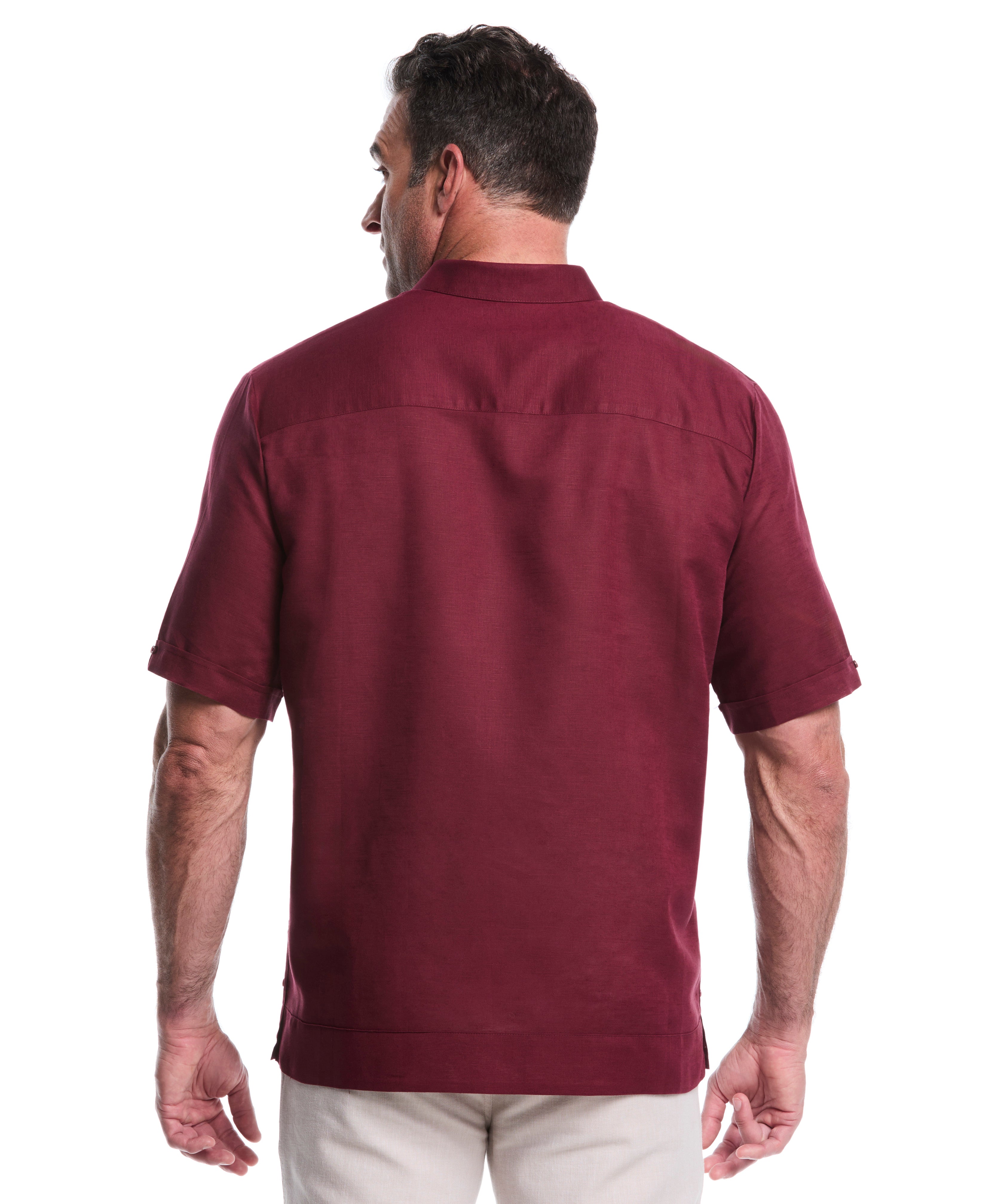 Big & Tall Linen Blend No-Pocket Guayabera Shirt