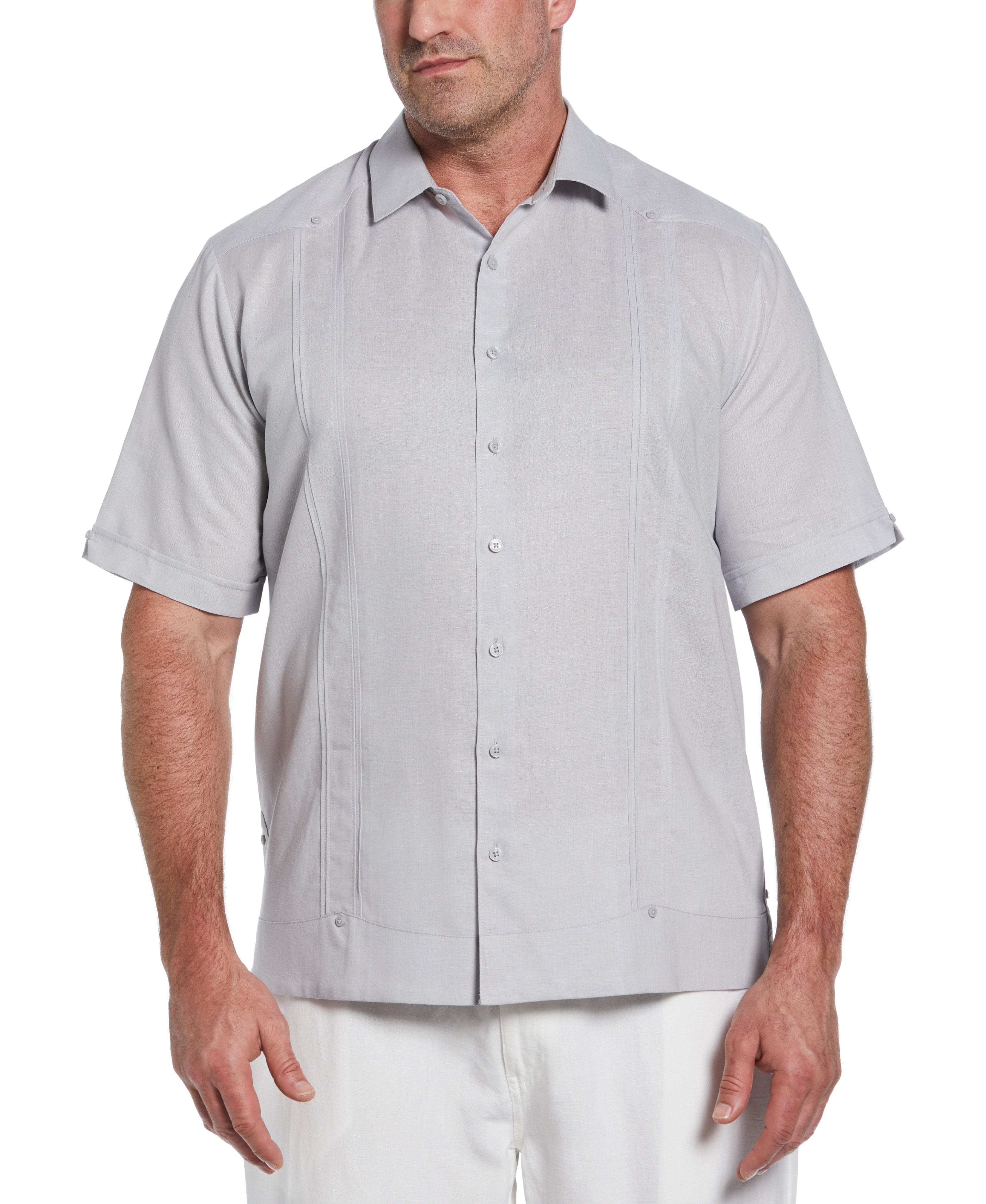 Big & Tall Linen Blend No-Pocket Guayabera Shirt