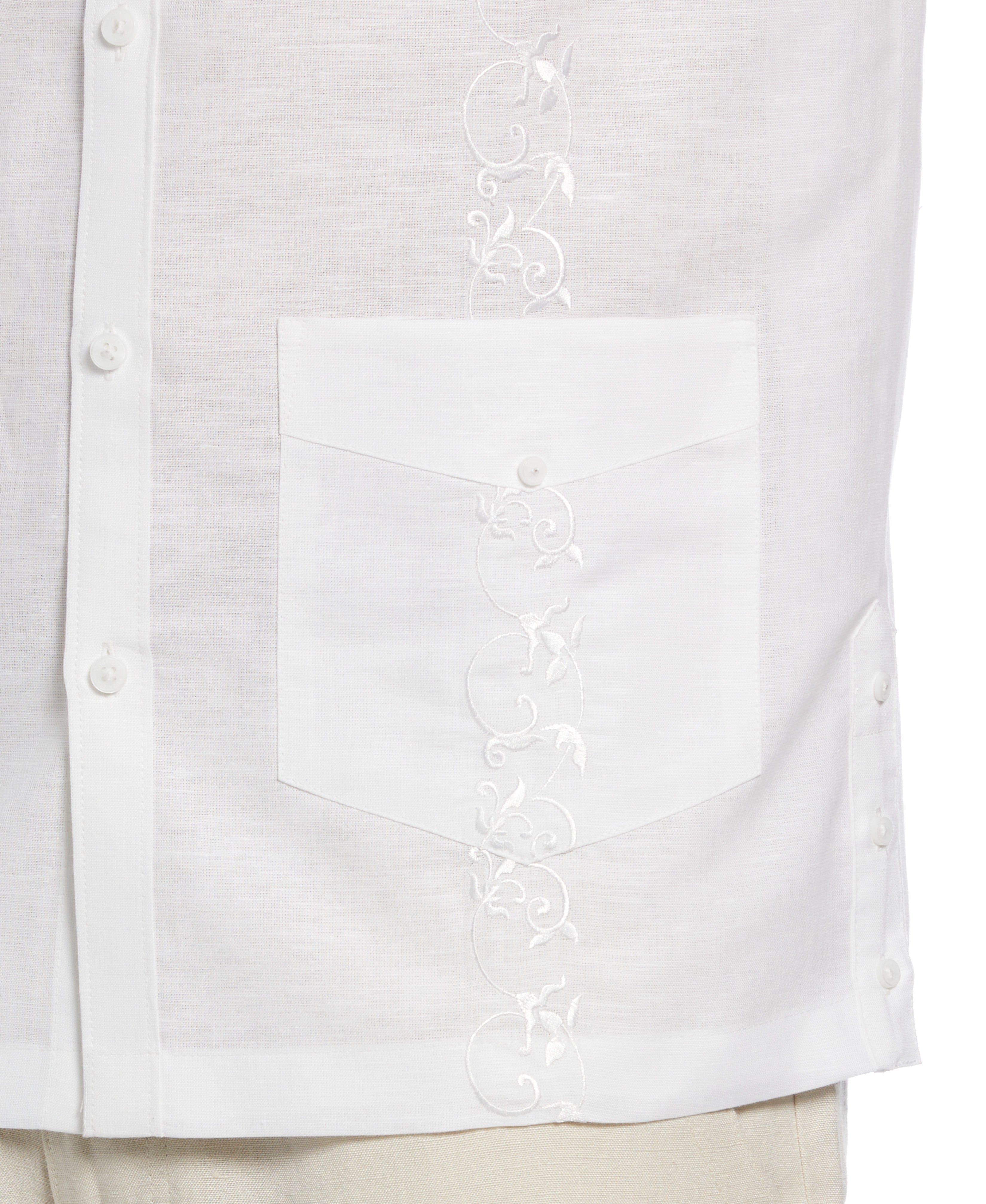 Big & Tall Linen Blend Tonal Embroidery Guayabera Shirt