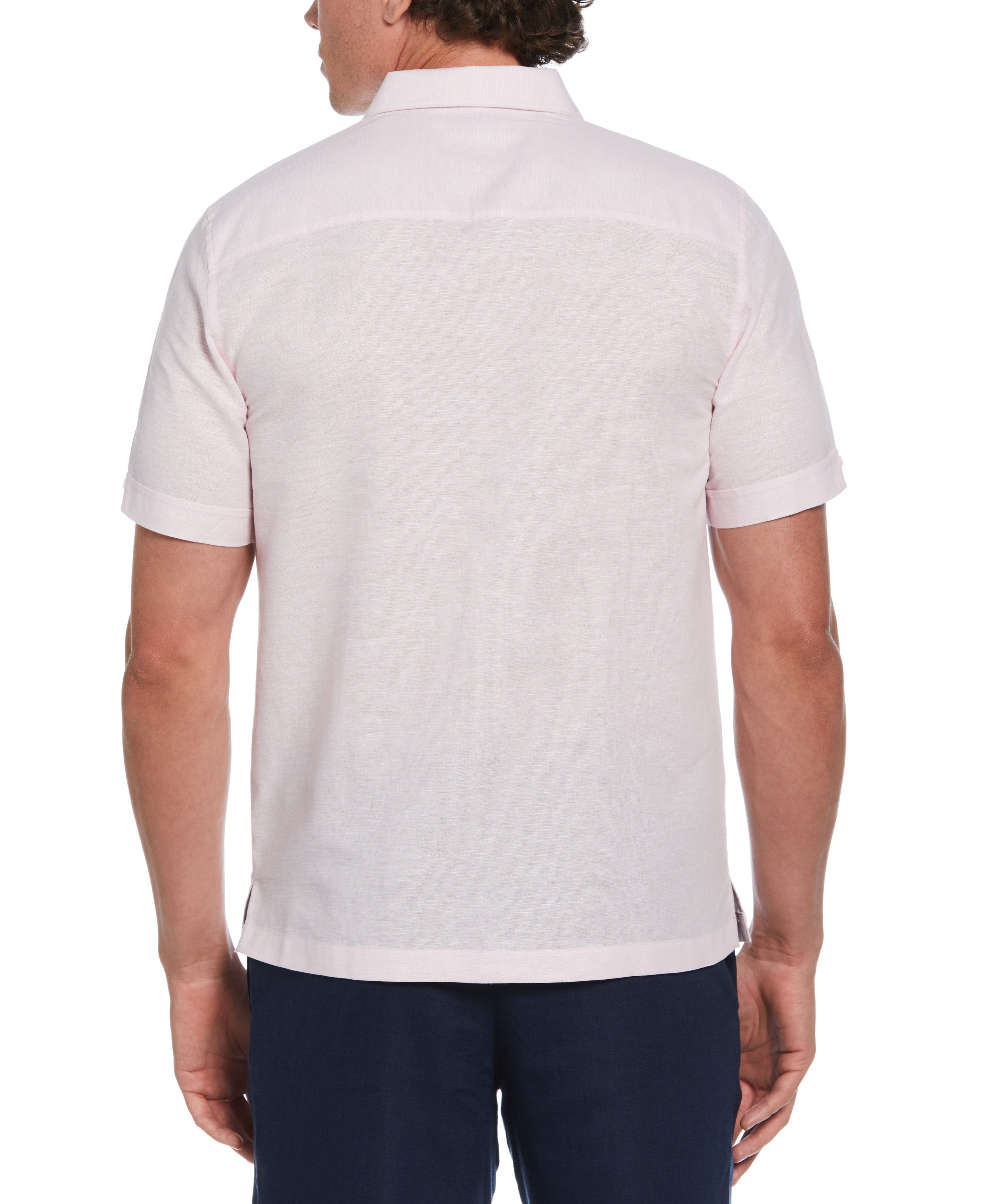 Big & Tall Linen Blend Tri-Color Panel Shirt