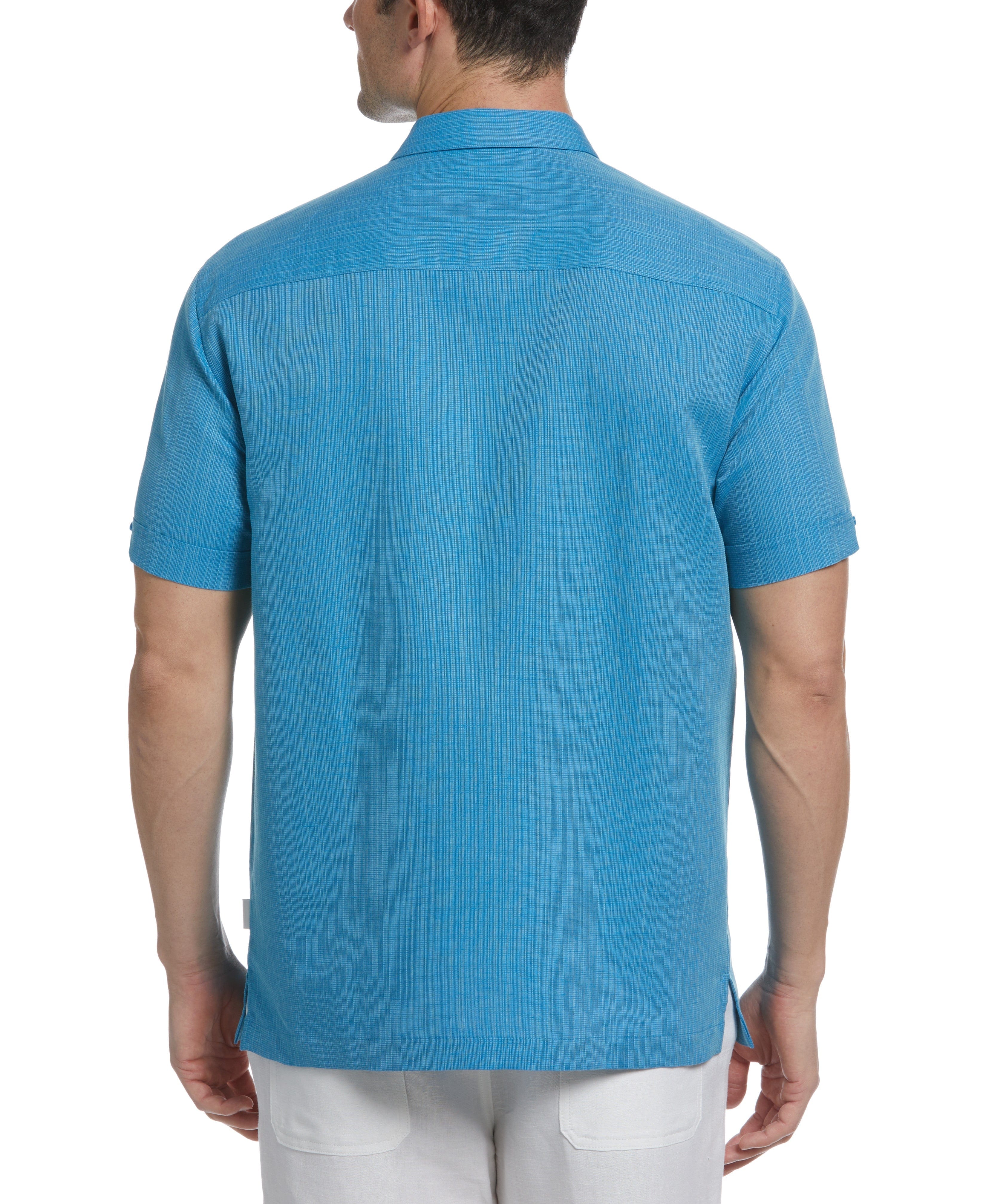 Big & Tall Linen Blend Yarn Dye Panel Shirt
