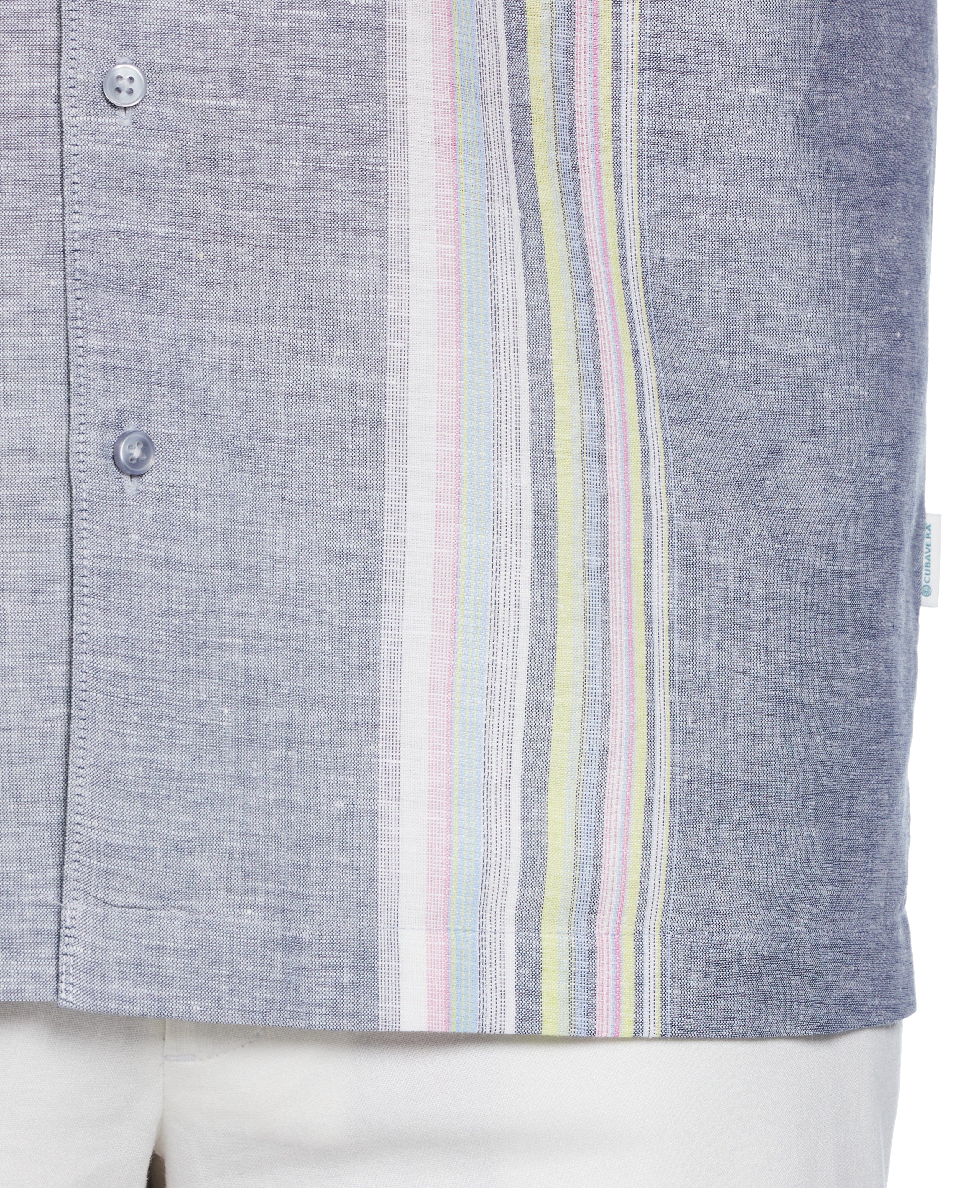 Big & Tall Linen Blend Yarn Dye Panel Shirt