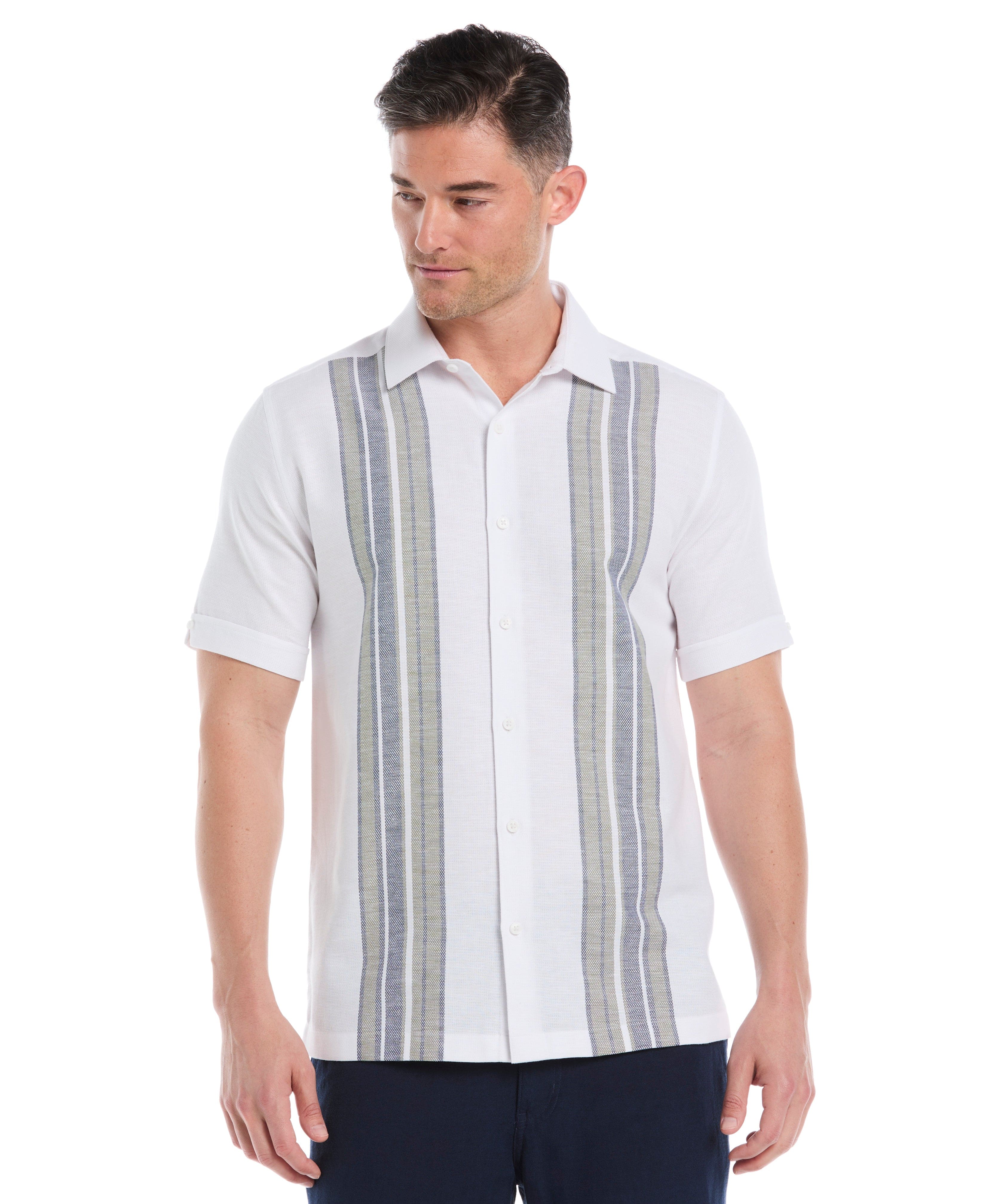Cotton-Linen Blend Panel Shirt