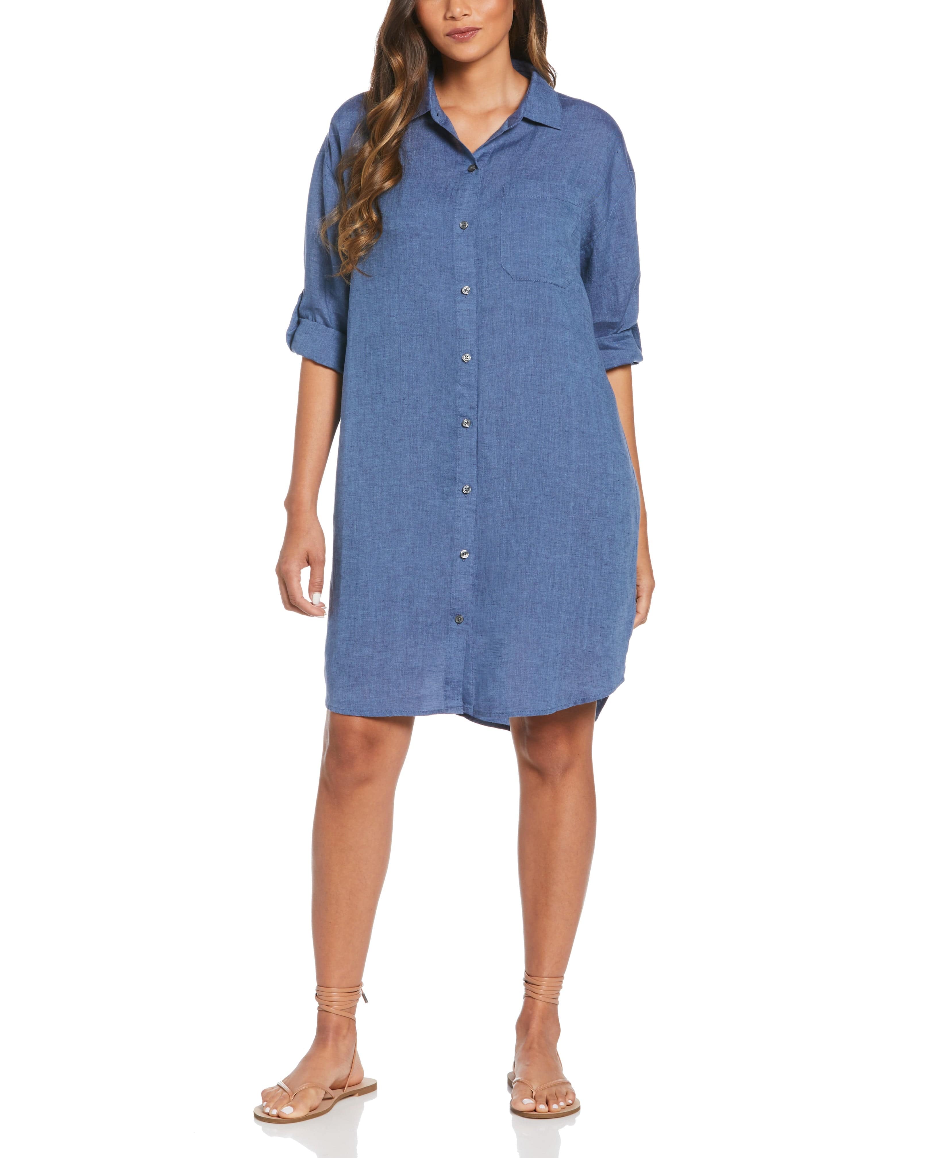 Cross-Dyed Linen Shirt Dress