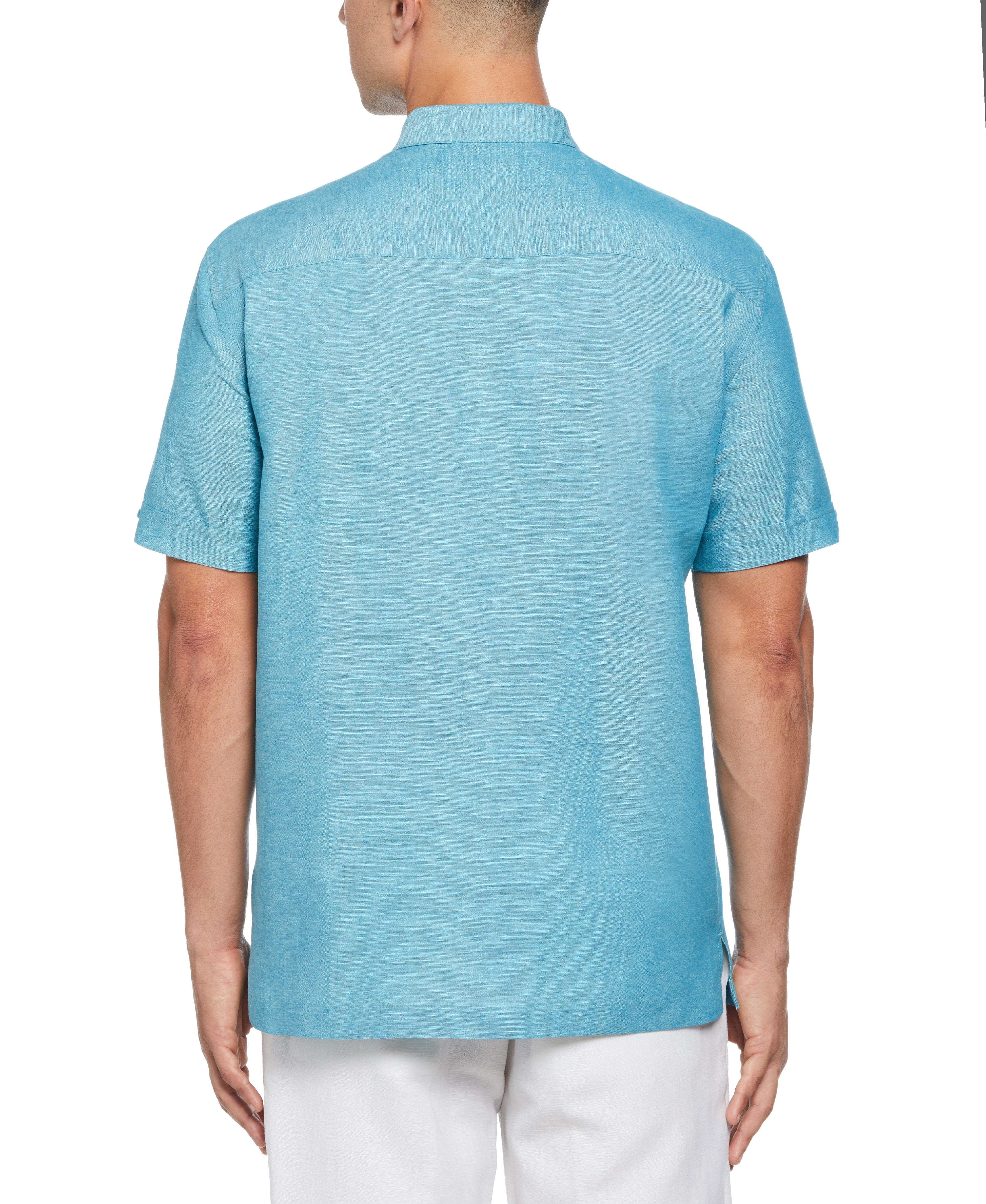 Fashion Four Pocket Linen-Blend Guayabera Shirt