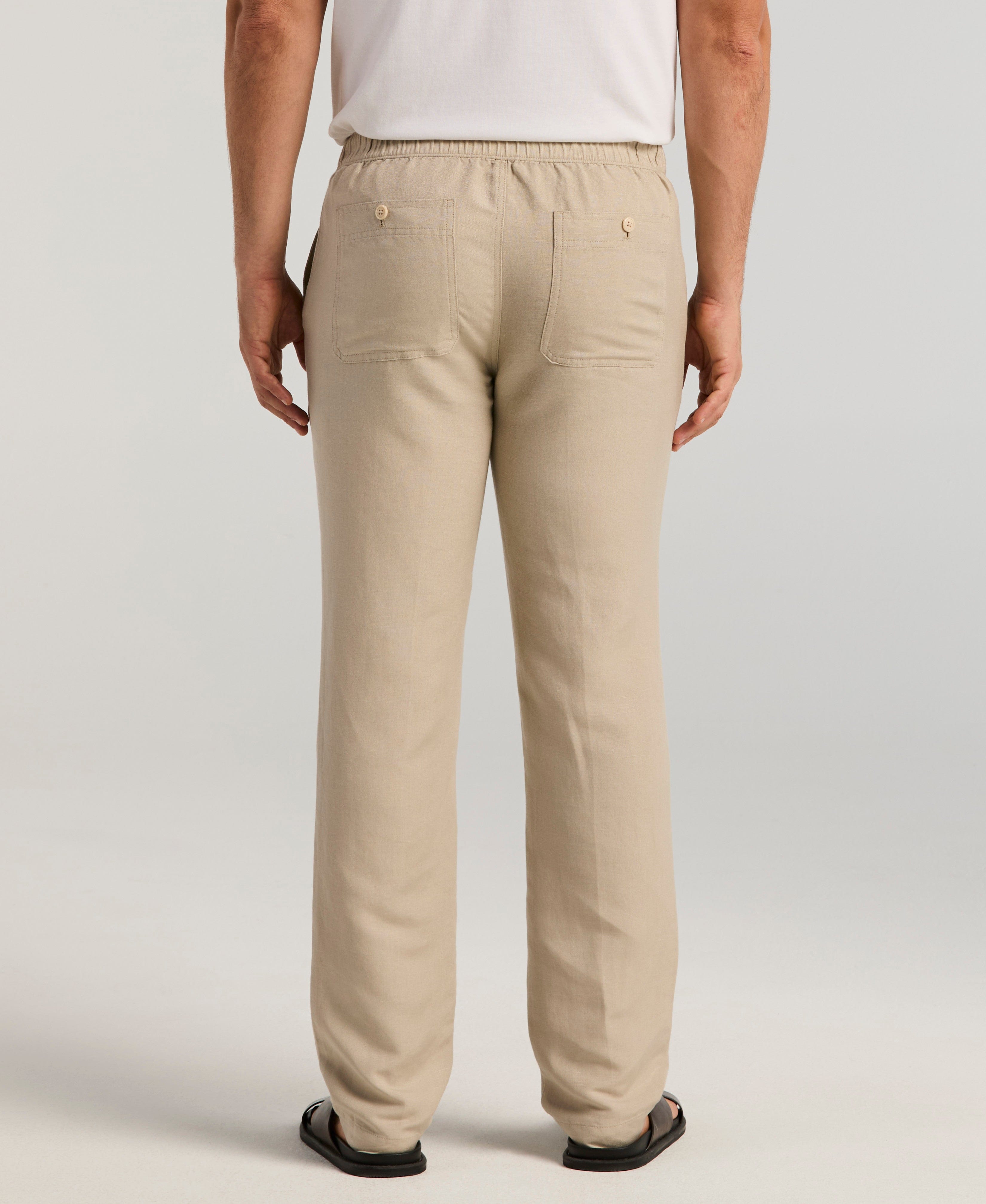 Linen-Blend Core Drawstring Pants