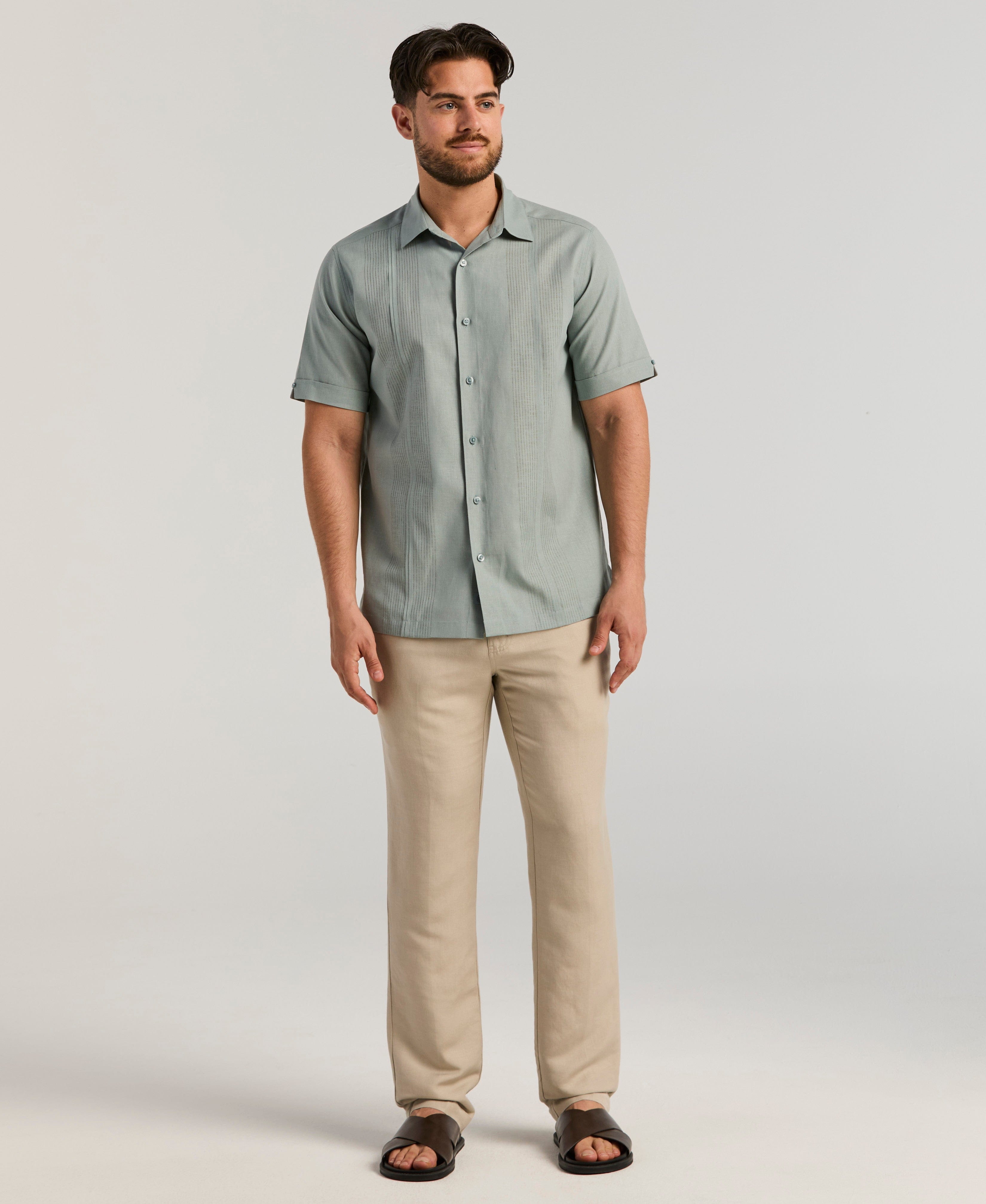 Linen-Blend Core Drawstring Pants