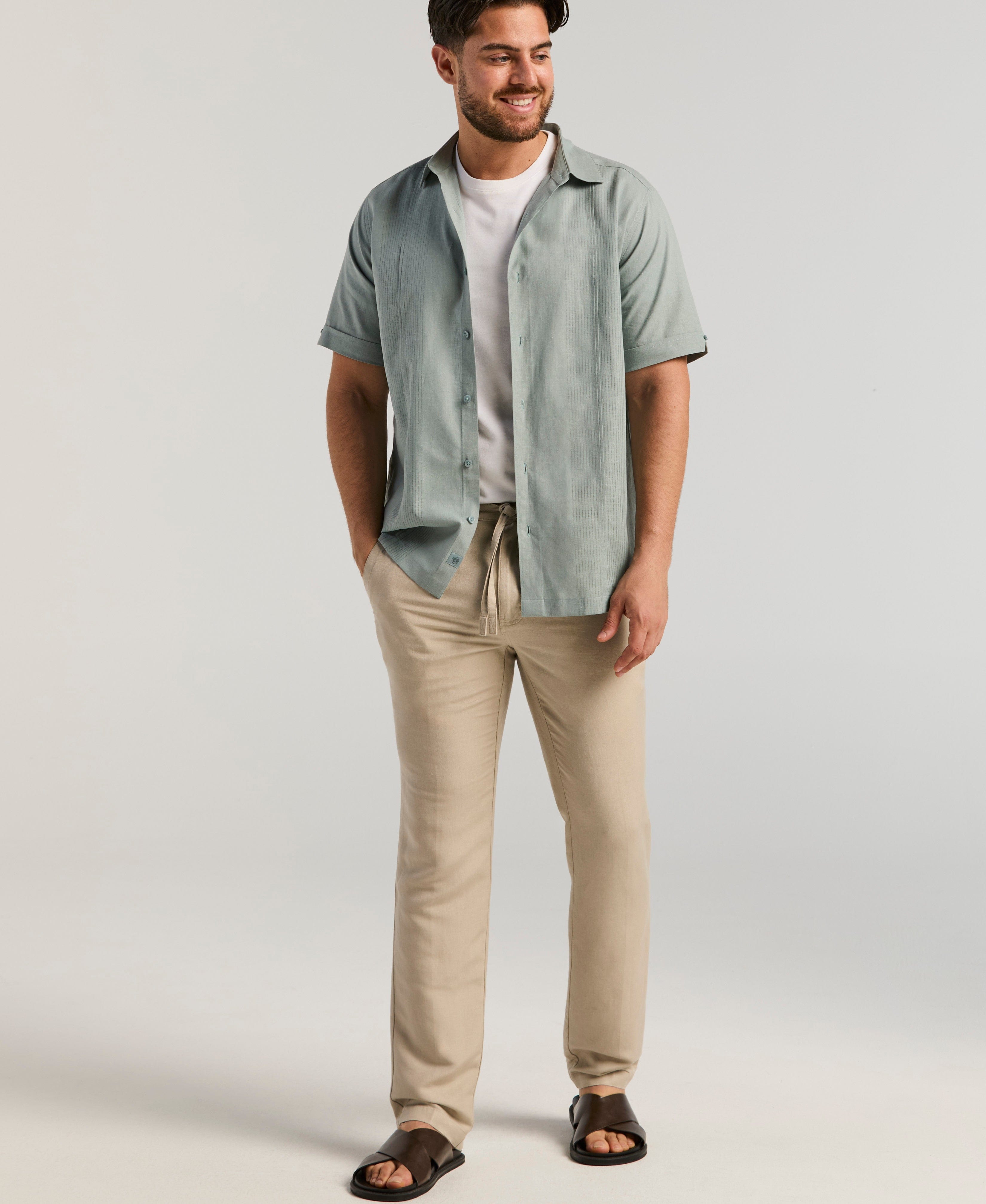 Linen-Blend Core Drawstring Pants