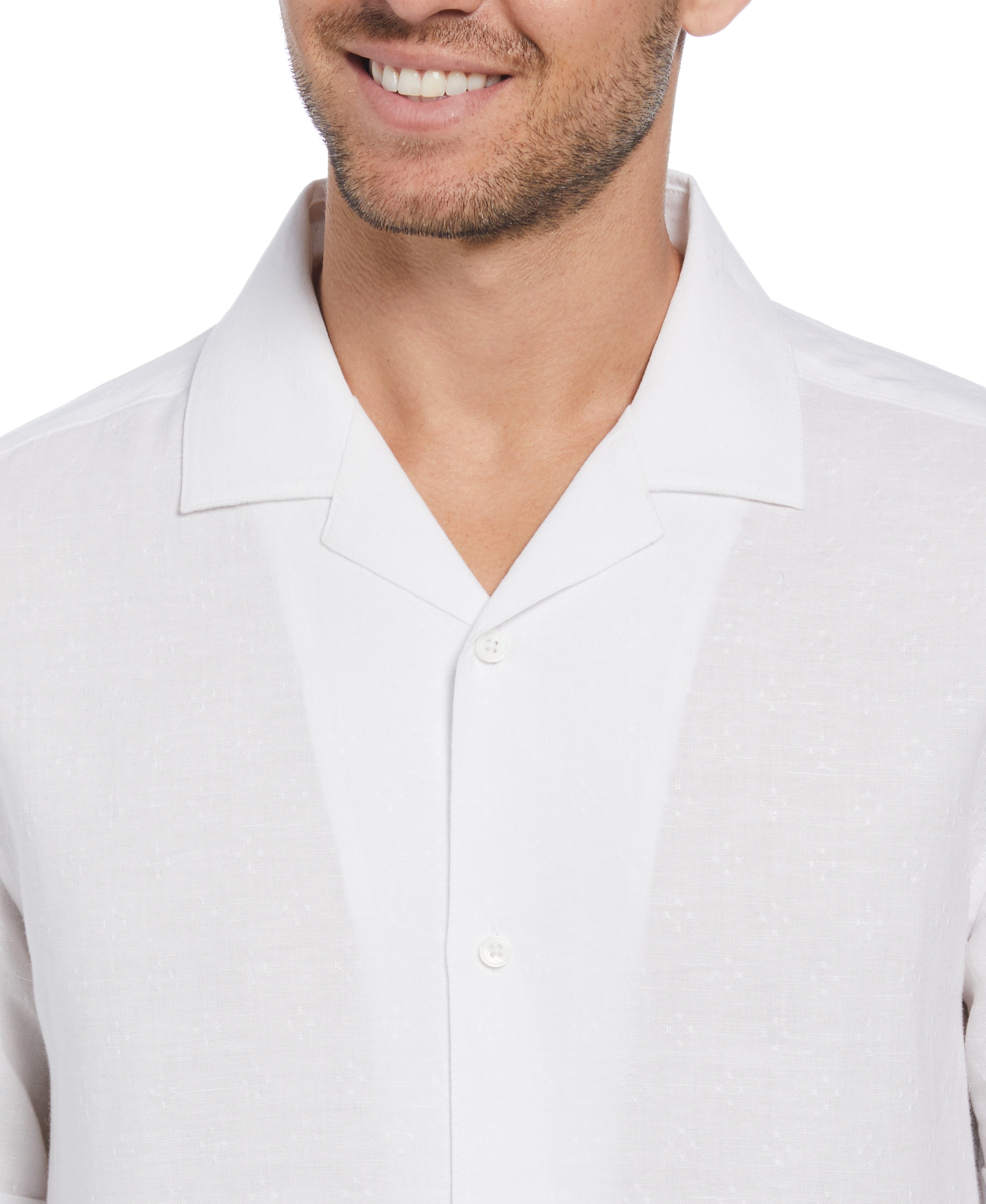 Linen Blend Dobby Camp Collar Shirt