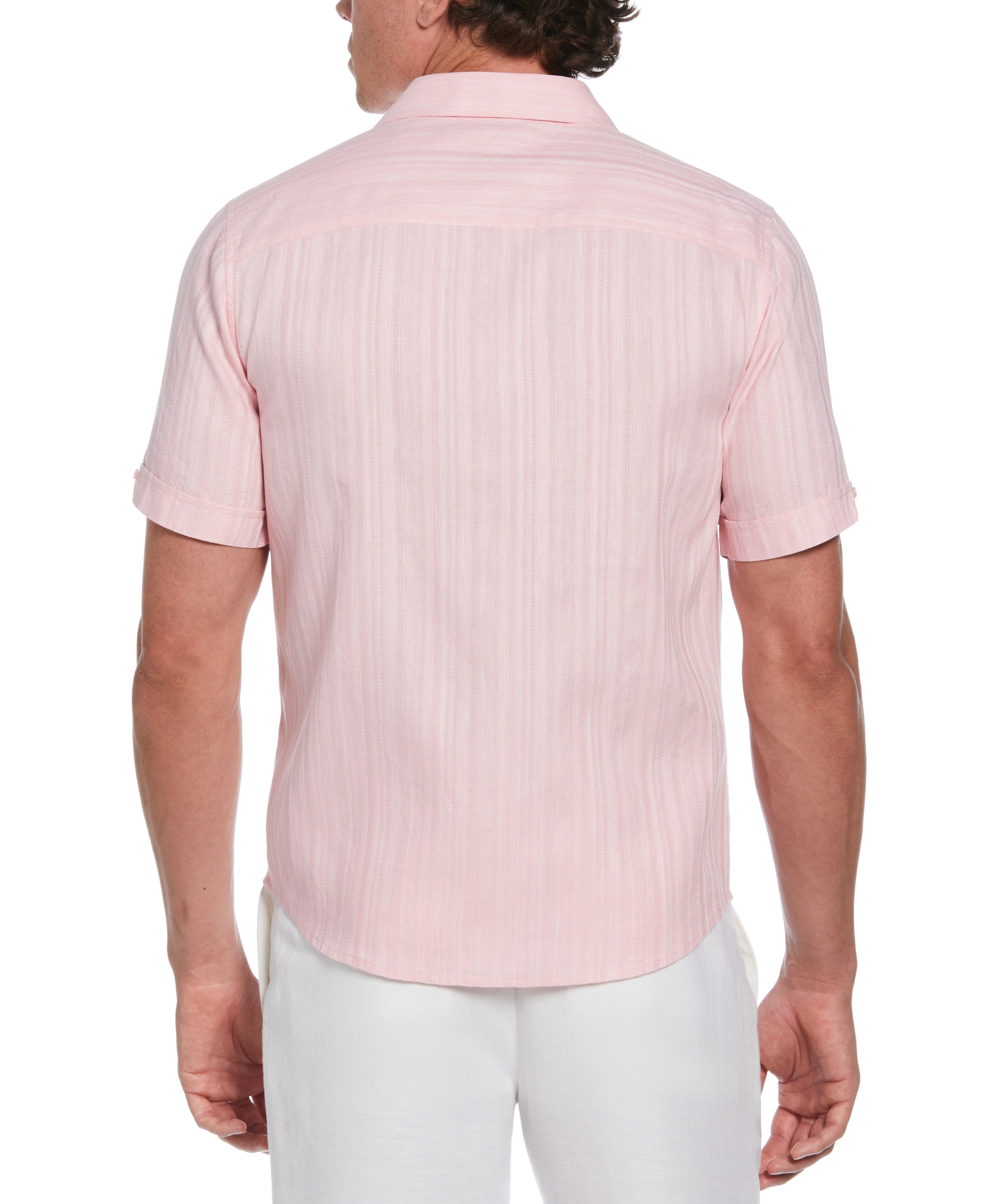 Linen Blend Dobby Stripe Print Shirt
