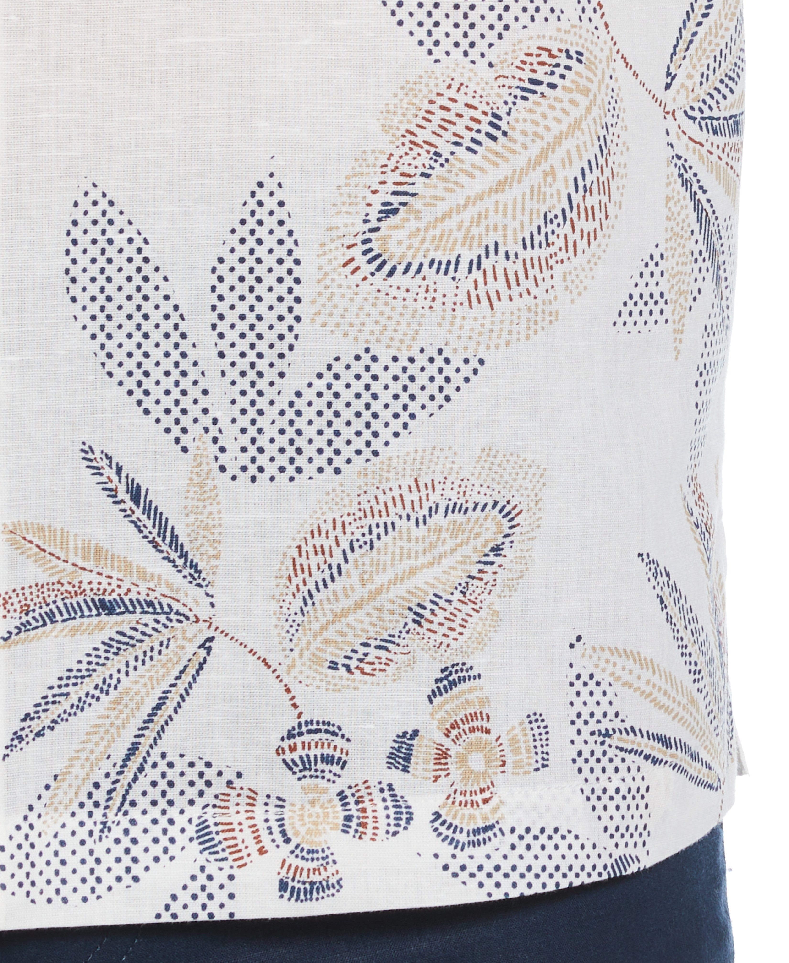 Linen Blend Engineered Floral Print Shirt