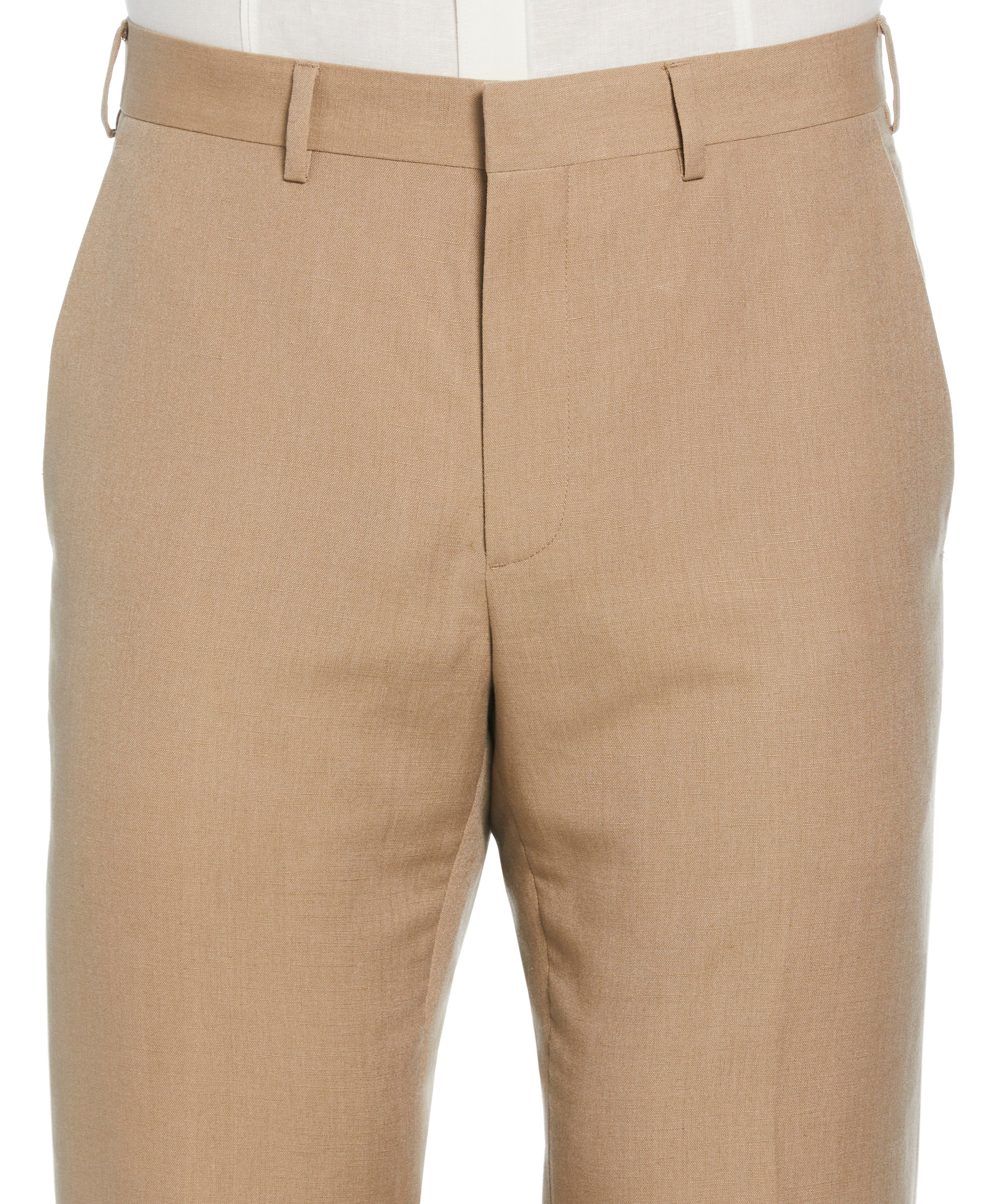 Linen Blend Flat Front Dress Pant