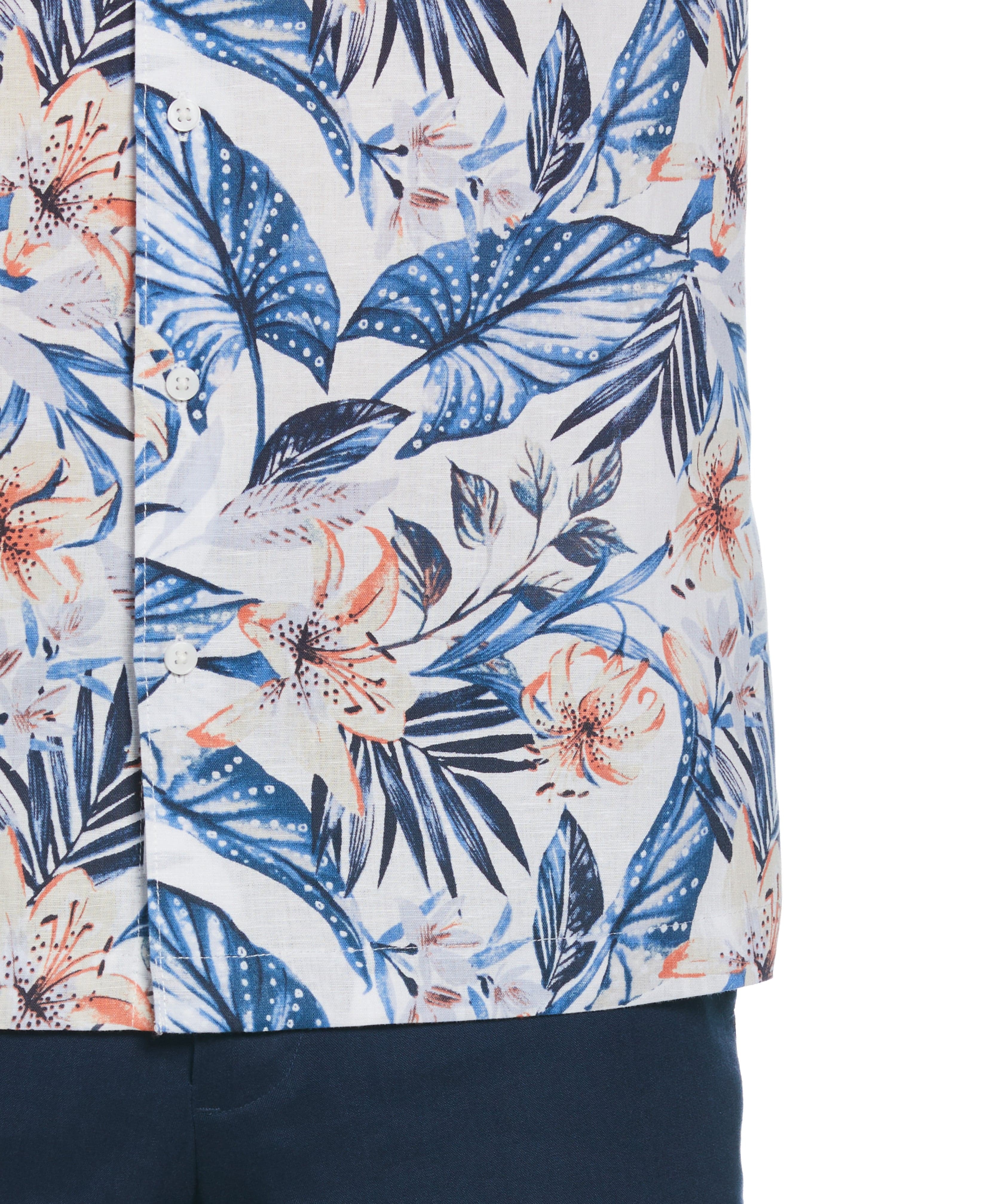 Linen Blend Floral Print Shirt