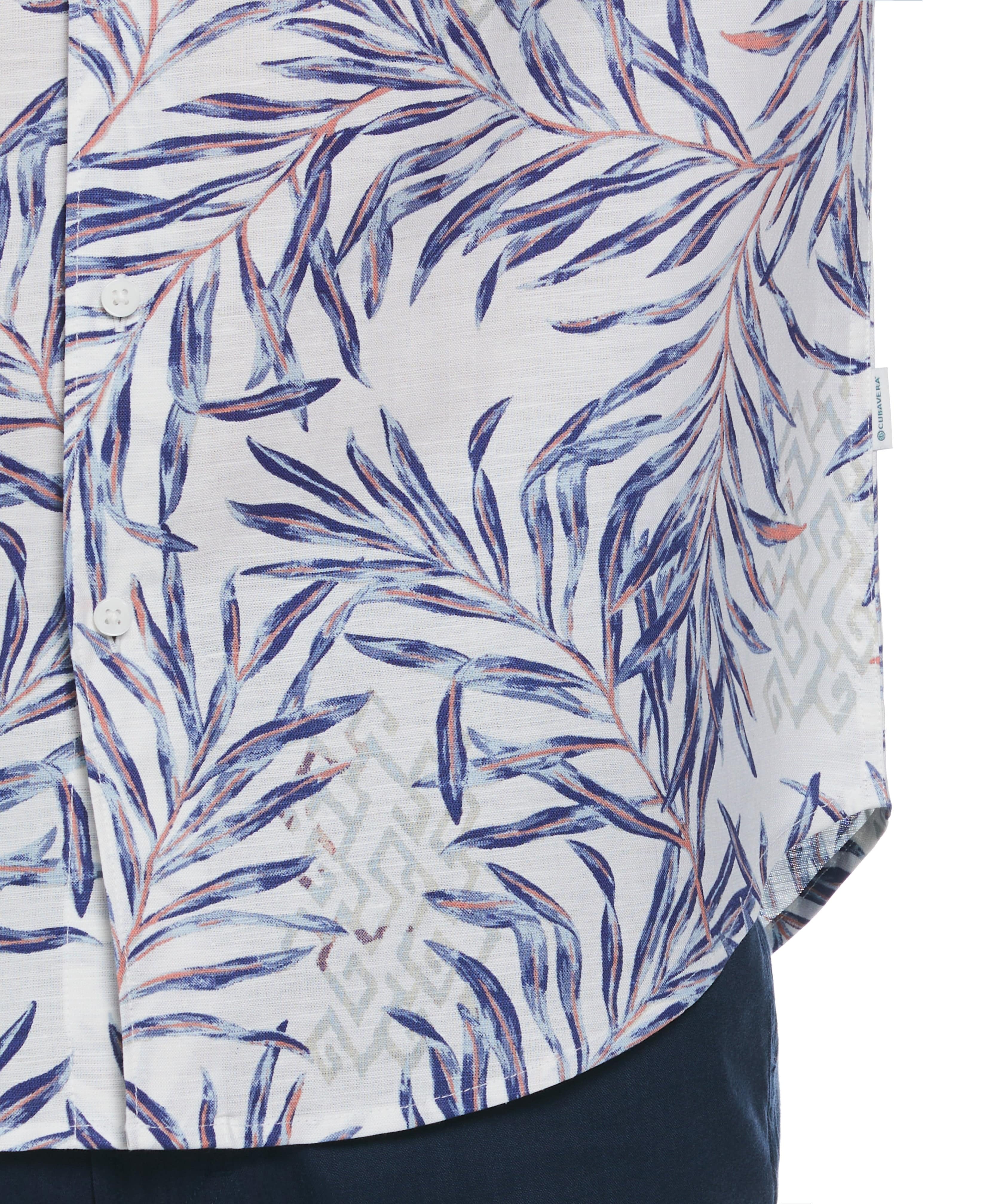 Linen Blend Geo Leaf Print Shirt