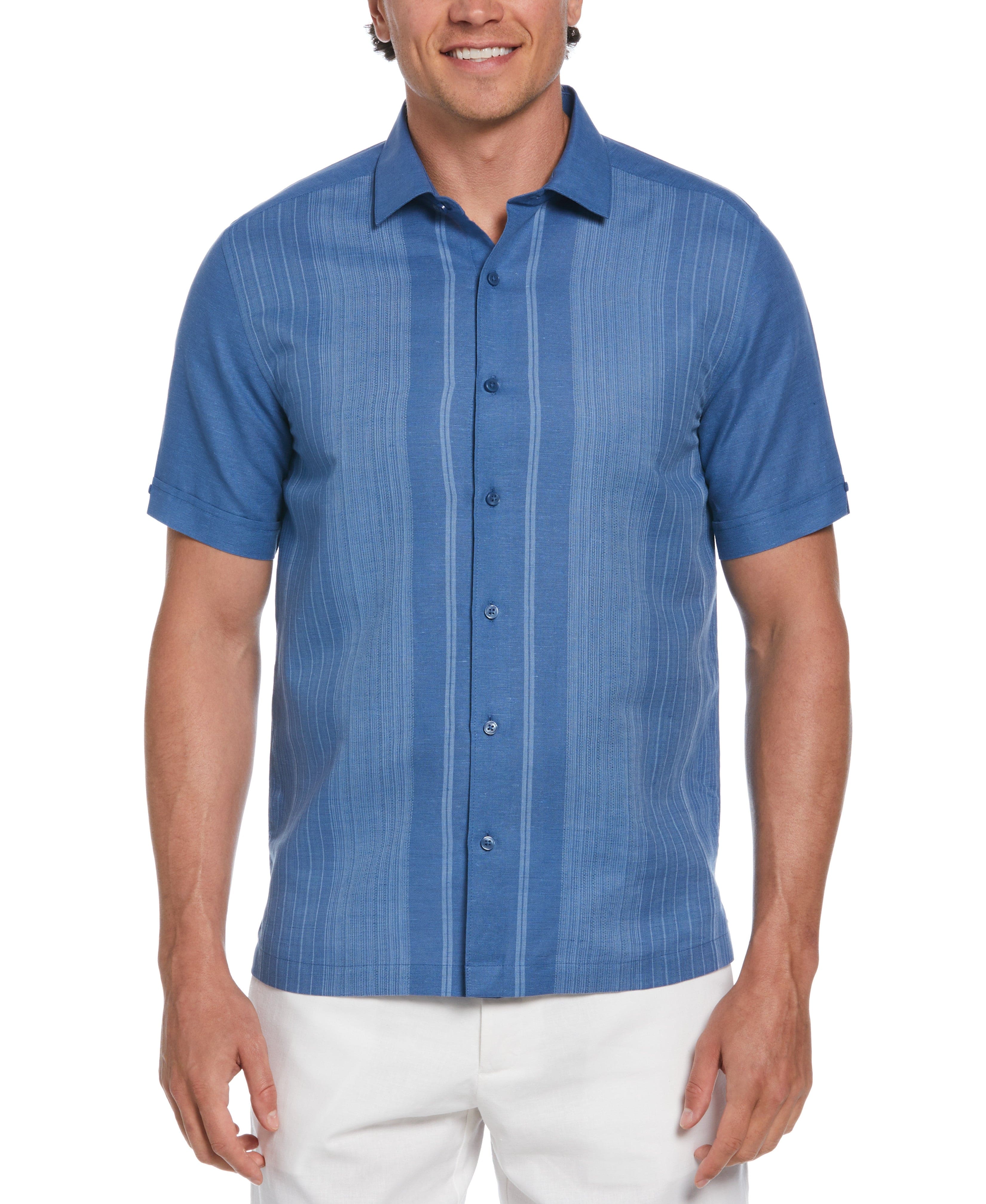 Linen Blend Gradient Panel Shirt