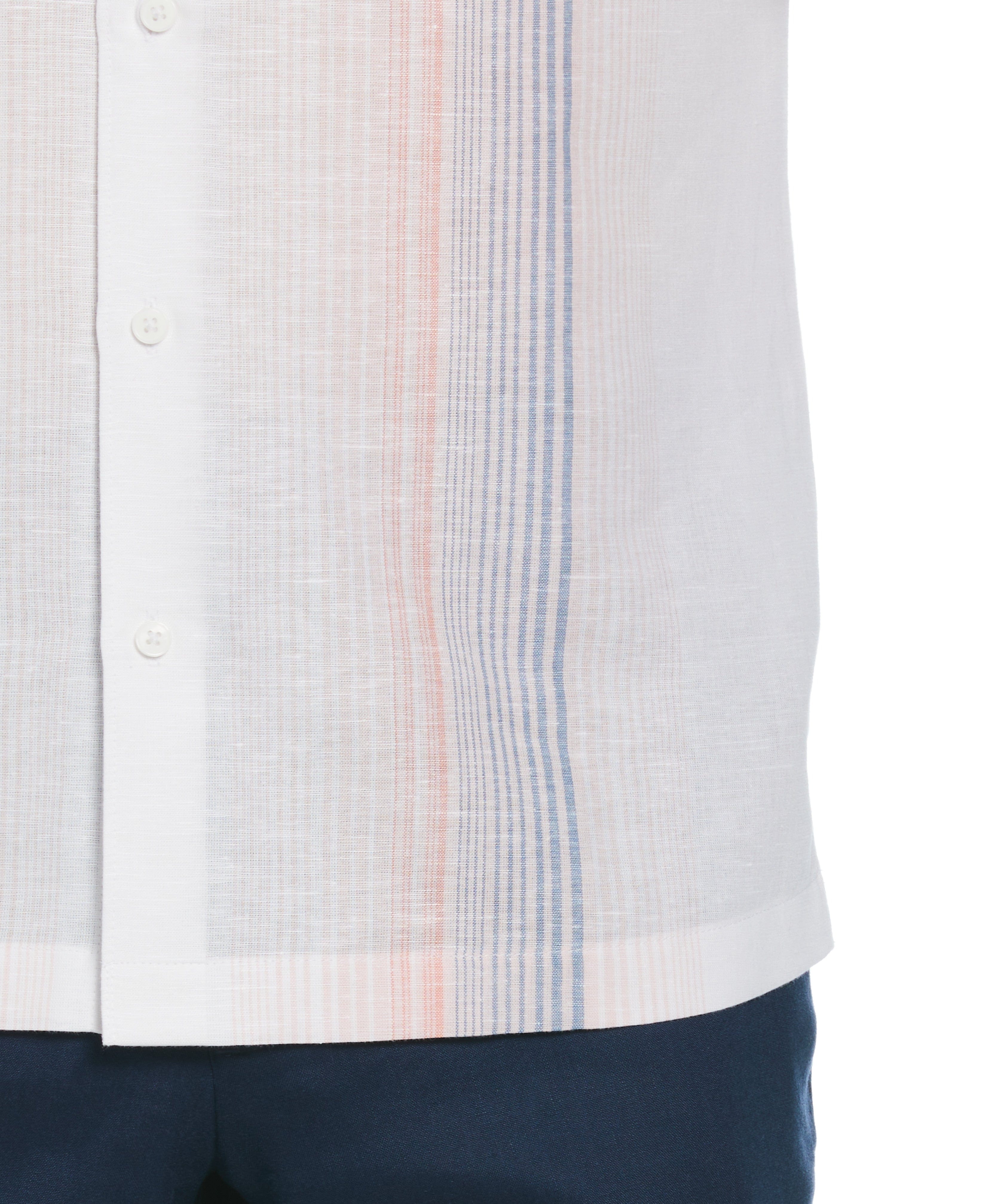 Linen Blend Gradient Stripe Panel Shirt
