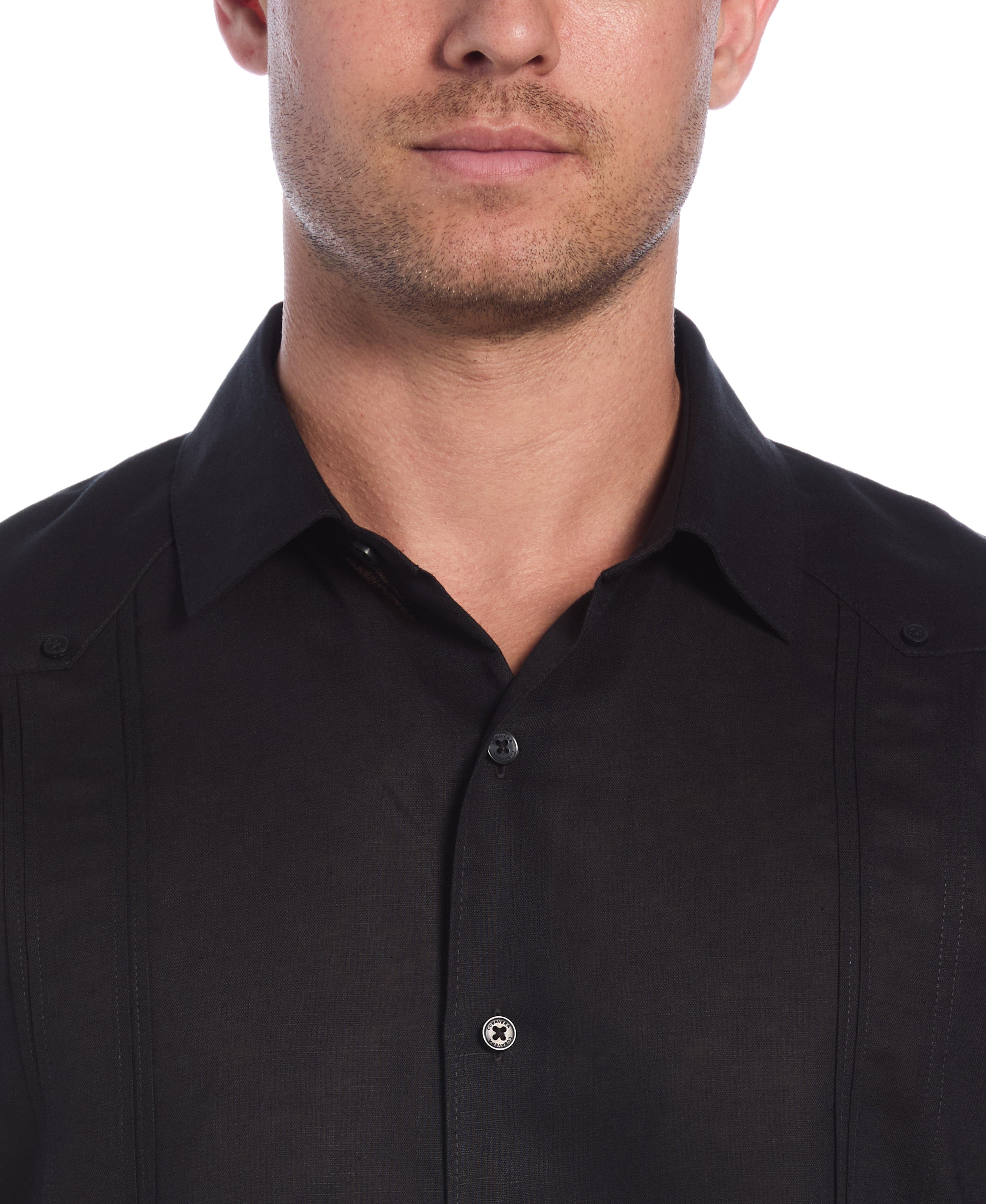 Linen Blend No-Pocket Guayabera Shirt