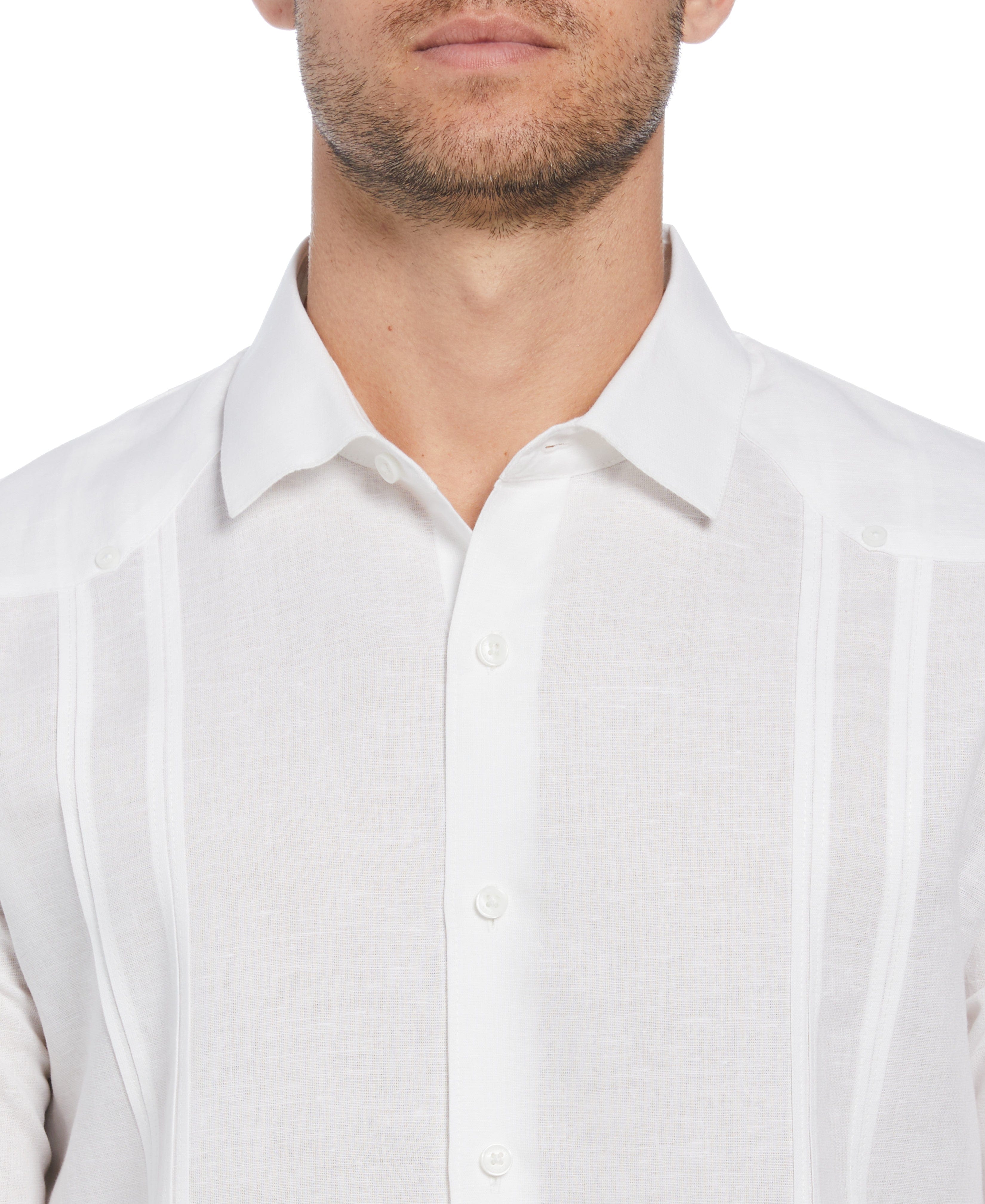 Linen Blend No-Pocket Guayabera Shirt